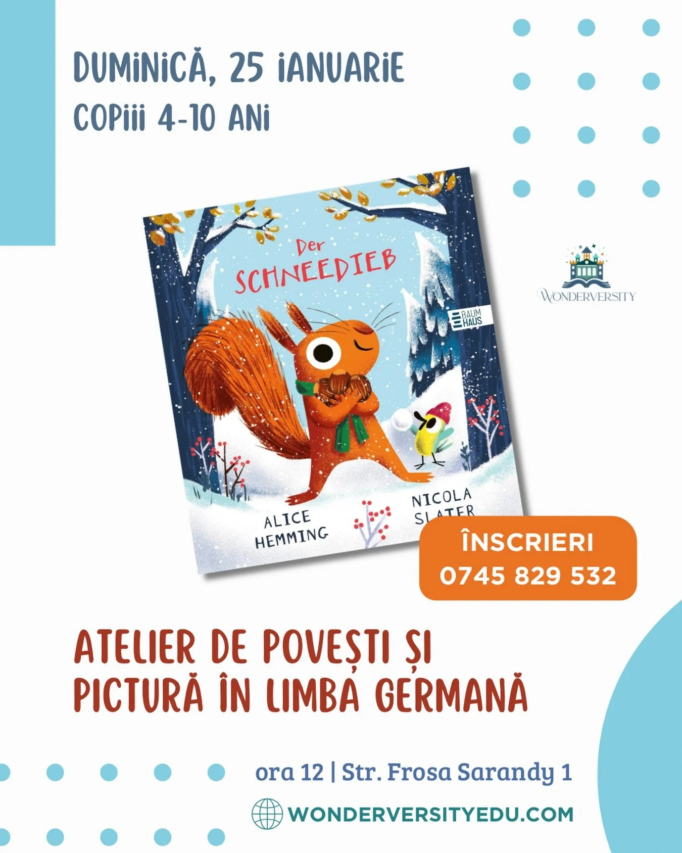 🌨️🧣 Peste noapte totul a devenit alb. Veverița se &icirc;ntreabă ce s-a &icirc;nt&acirc;mplat și noroc că pasărea &icirc;i explică totul și se pot distra &icirc;n zăpadă. Dar, &icirc;n dimineața următoare, hoțul de zăpadă a furat-o, iar cei doi pri