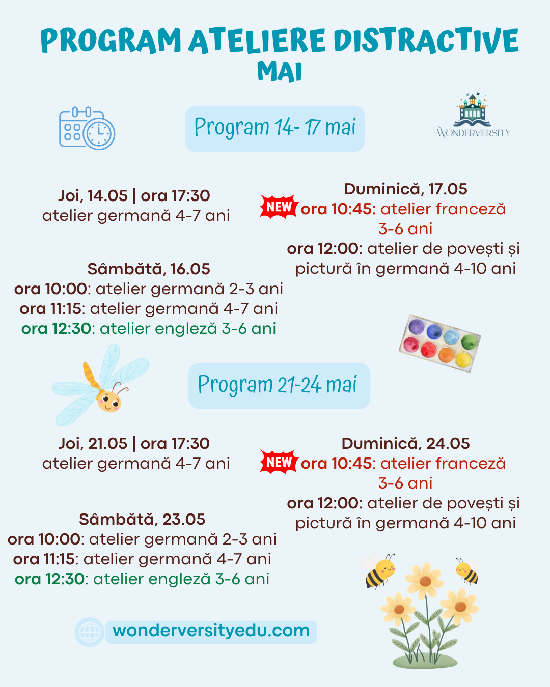 program ateliere distractive limba germana engleza franceza pentru copii wonderversity