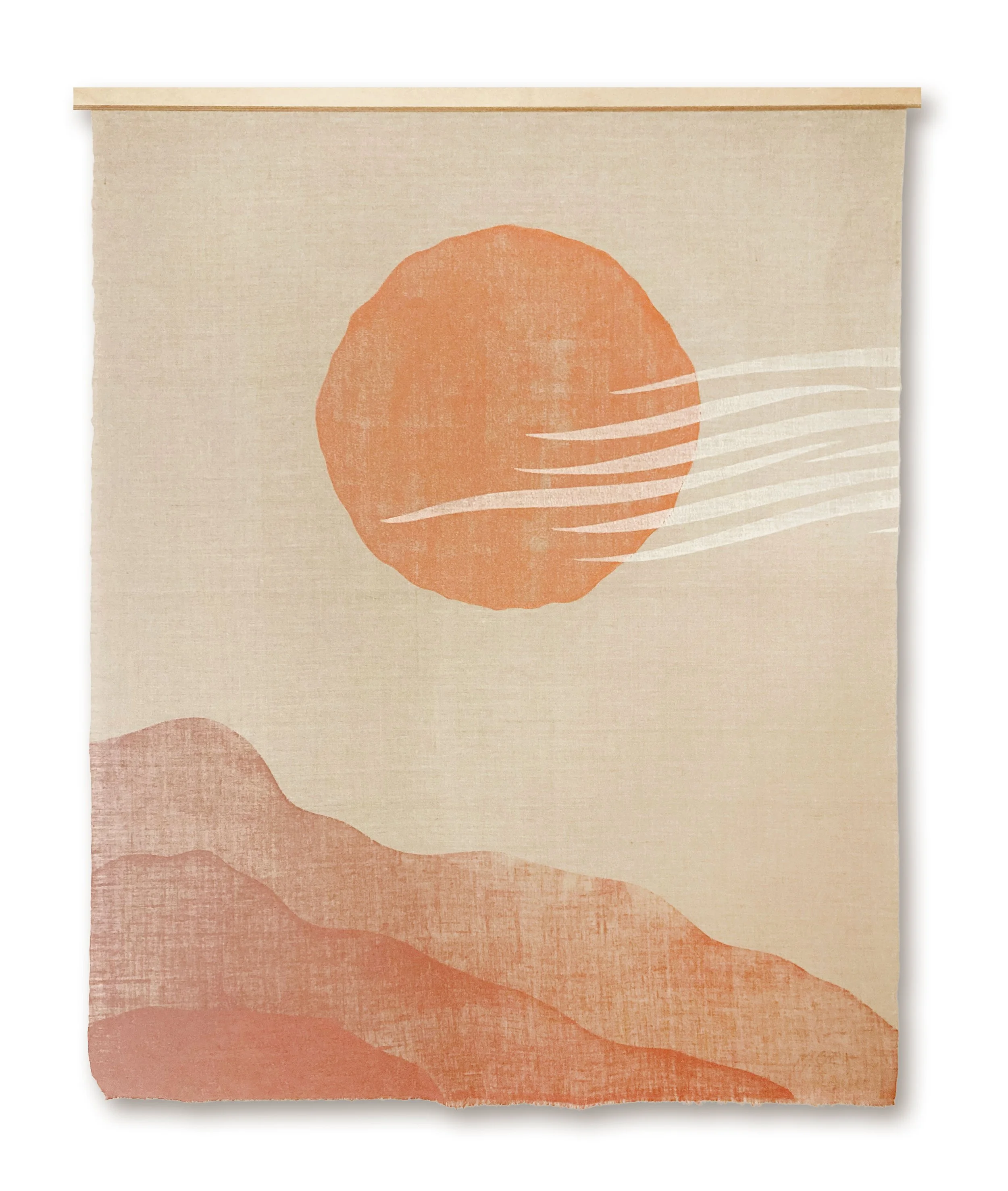 MATTHEW ALLEN  
Pecos (2026)  
39.5” x 31.5”  
Hand-carved block print on linen  
Suspended from wooden hanger  
$3,400
