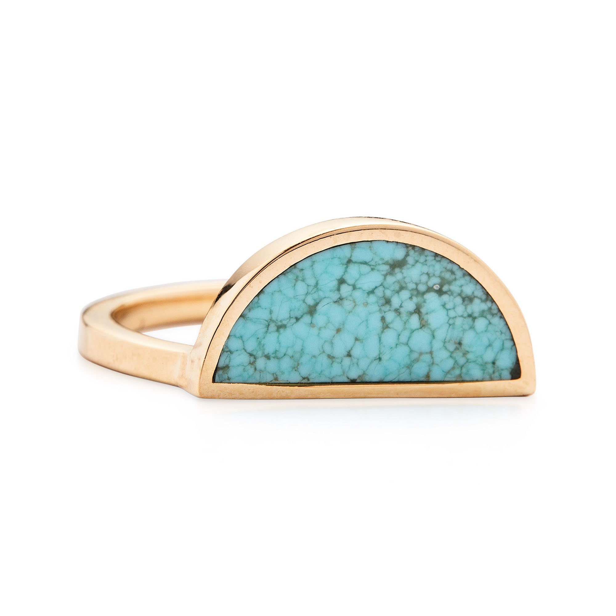 One Half Ring _ 14K Yellow Gold _ Number Eight Turquoise _ 1.jpg