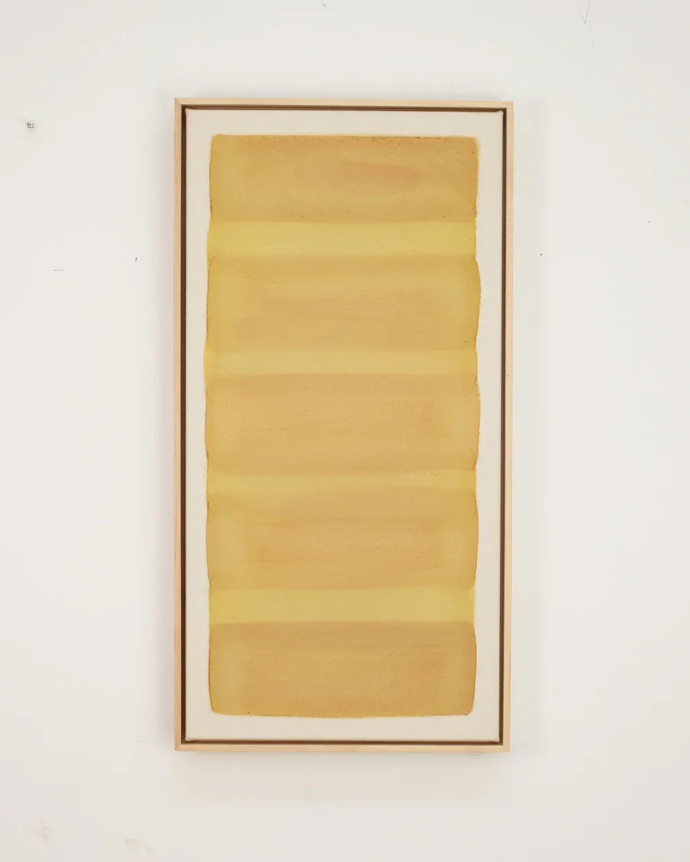 RYAN SNOW  
Rectangles in Yellow Ochre (2025)  
16” x 31”  
Earth pigment water-color on natural canvas  
$3,300