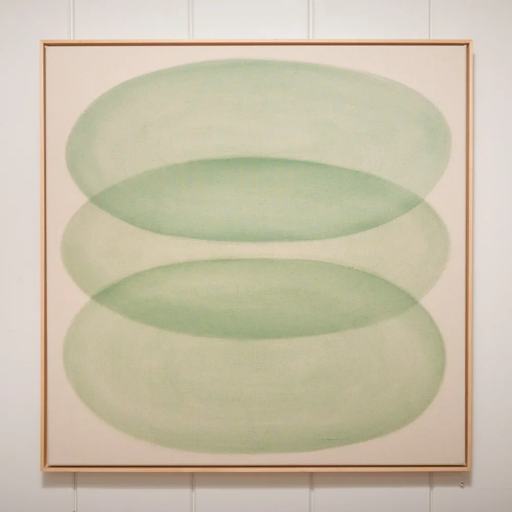 RYAN SNOW  
Ovals in Blue Sage n. 1 (2024)  
41” x 41”  
Earth pigment water-color on natural canvas  
$5,800