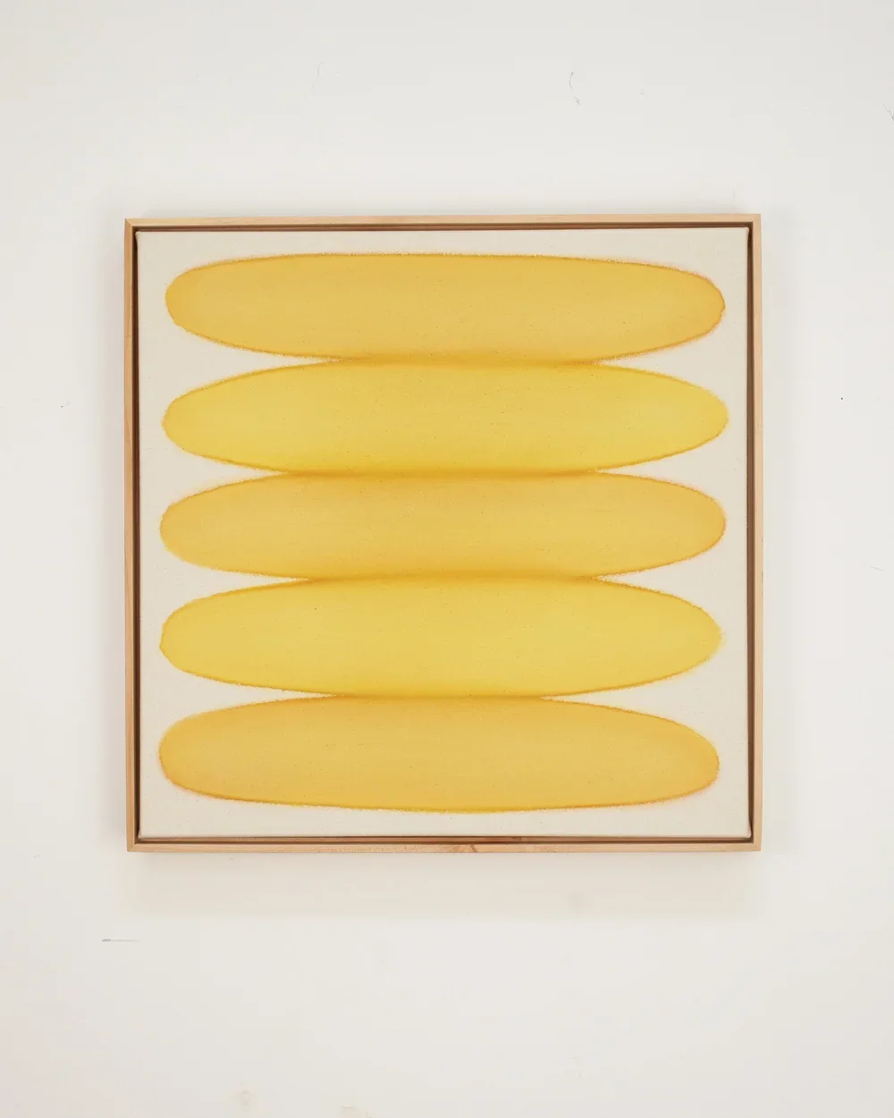 RYAN SNOW  
Ovals in Yellow Ochre (2025)  
25” x 25”  
Earth pigment water-color on natural canvas  
$3,200