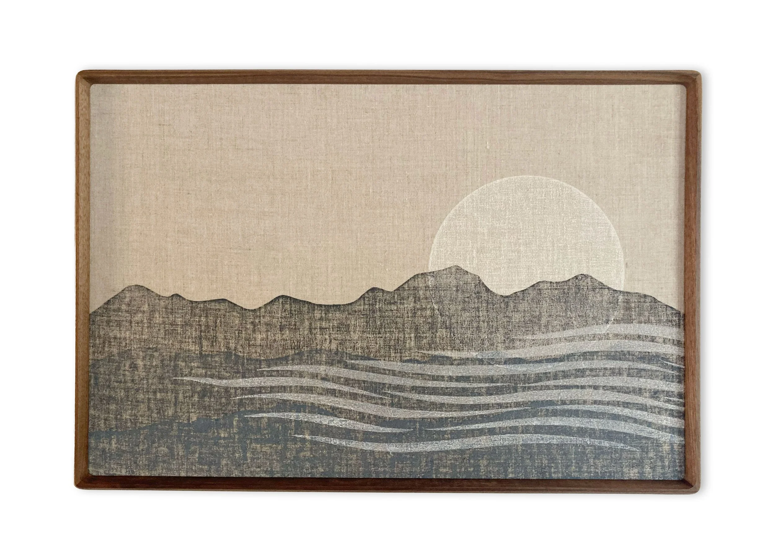 MATTHEW ALLEN  
Dawn (2026)  
16” x 24”  
Hand-carved block print on linen; framed in walnut  
$1,800