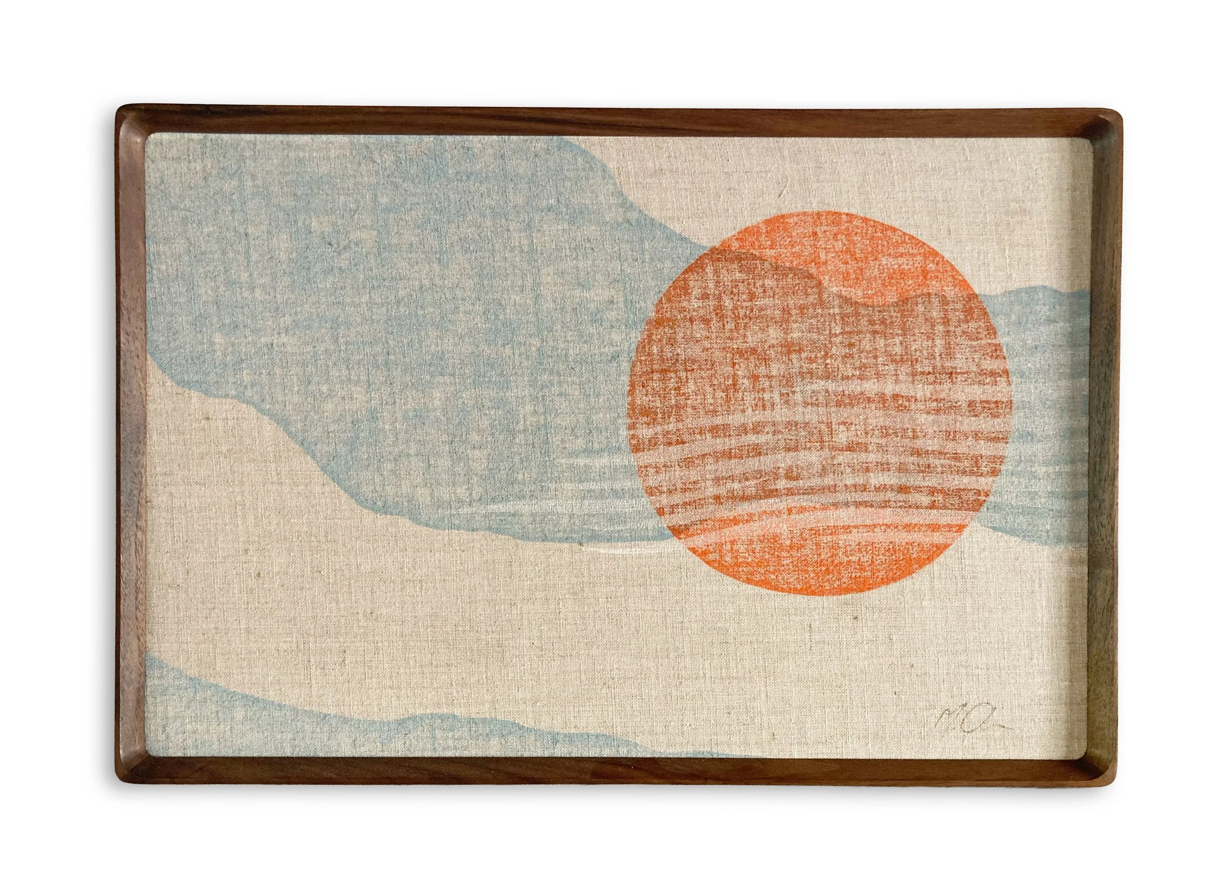 MATTHEW ALLEN  
High Sky (2026)  
12” x 18”  
Hand-carved block print on linen; framed in walnut  
$1,200