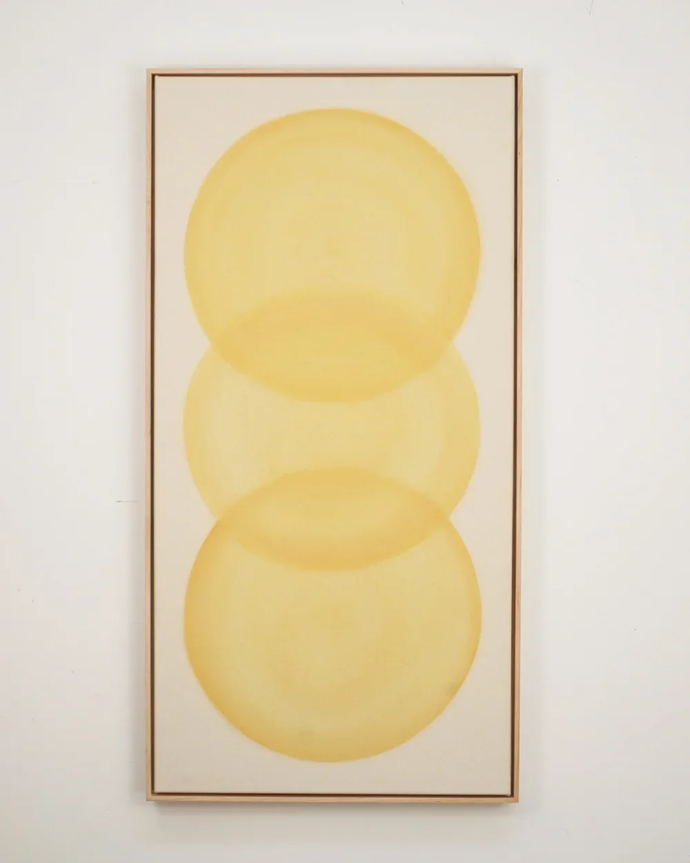 RYAN SNOW  
Circles in Yellow Ochre (2025)  
25” x 49”  
Earth pigment water-color on natural canvas  
$5,200
