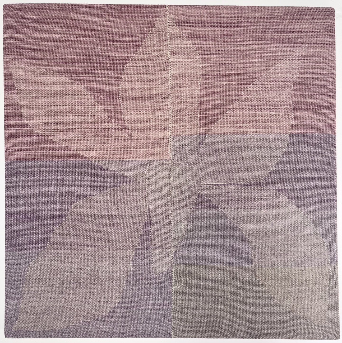 EMELIE RICHARDSON  
Slowly, somewhere (time like a flower reveals) (2026)  
51” x 51”  
Wool, cotton, linen, custom walnut frame  
$16,000
