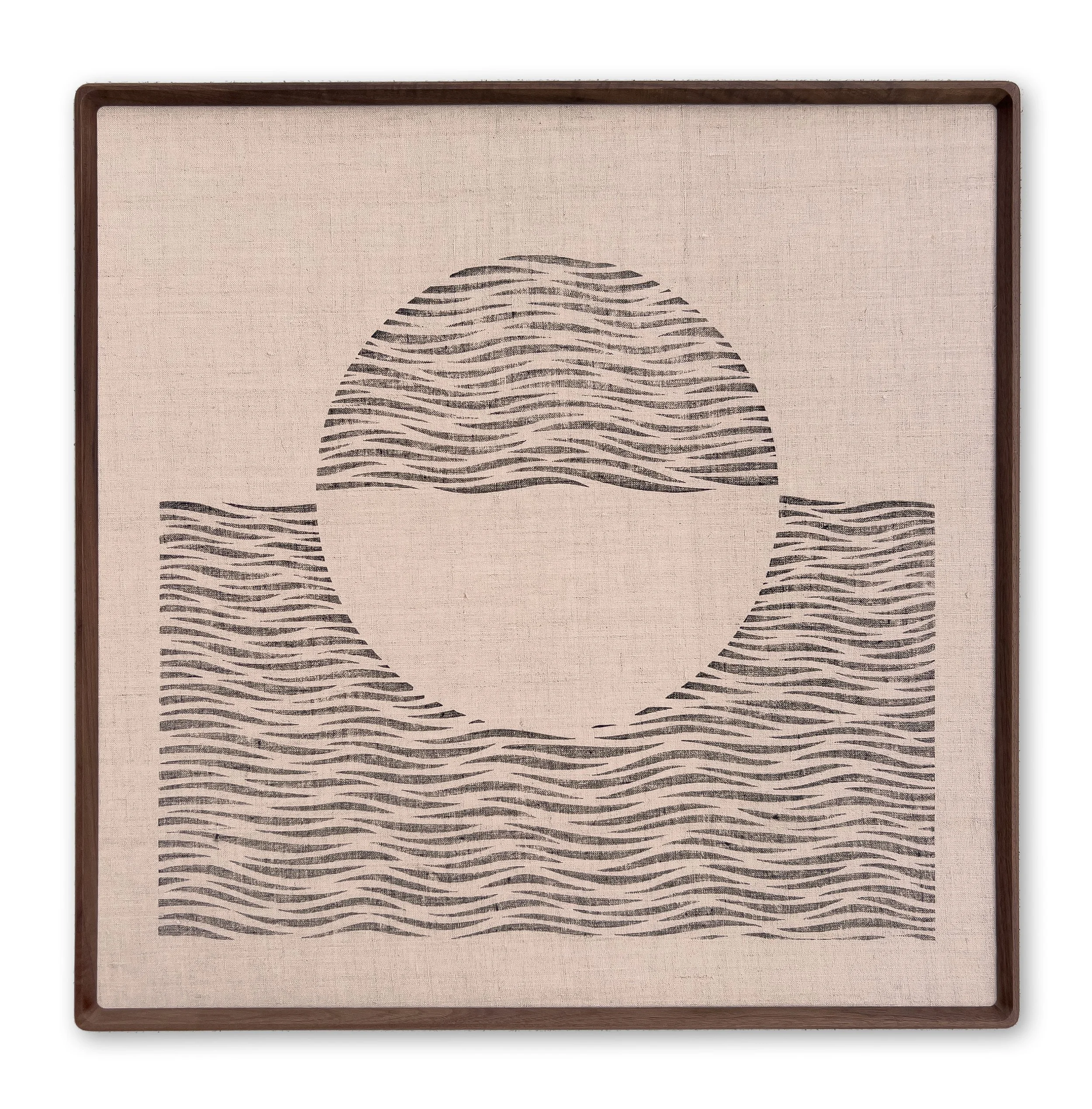 MATTHEW ALLEN  
Rising Sun (2026)  
24” x 24”  
Hand-carved block print on linen  
Framed in walnut  
$2,400