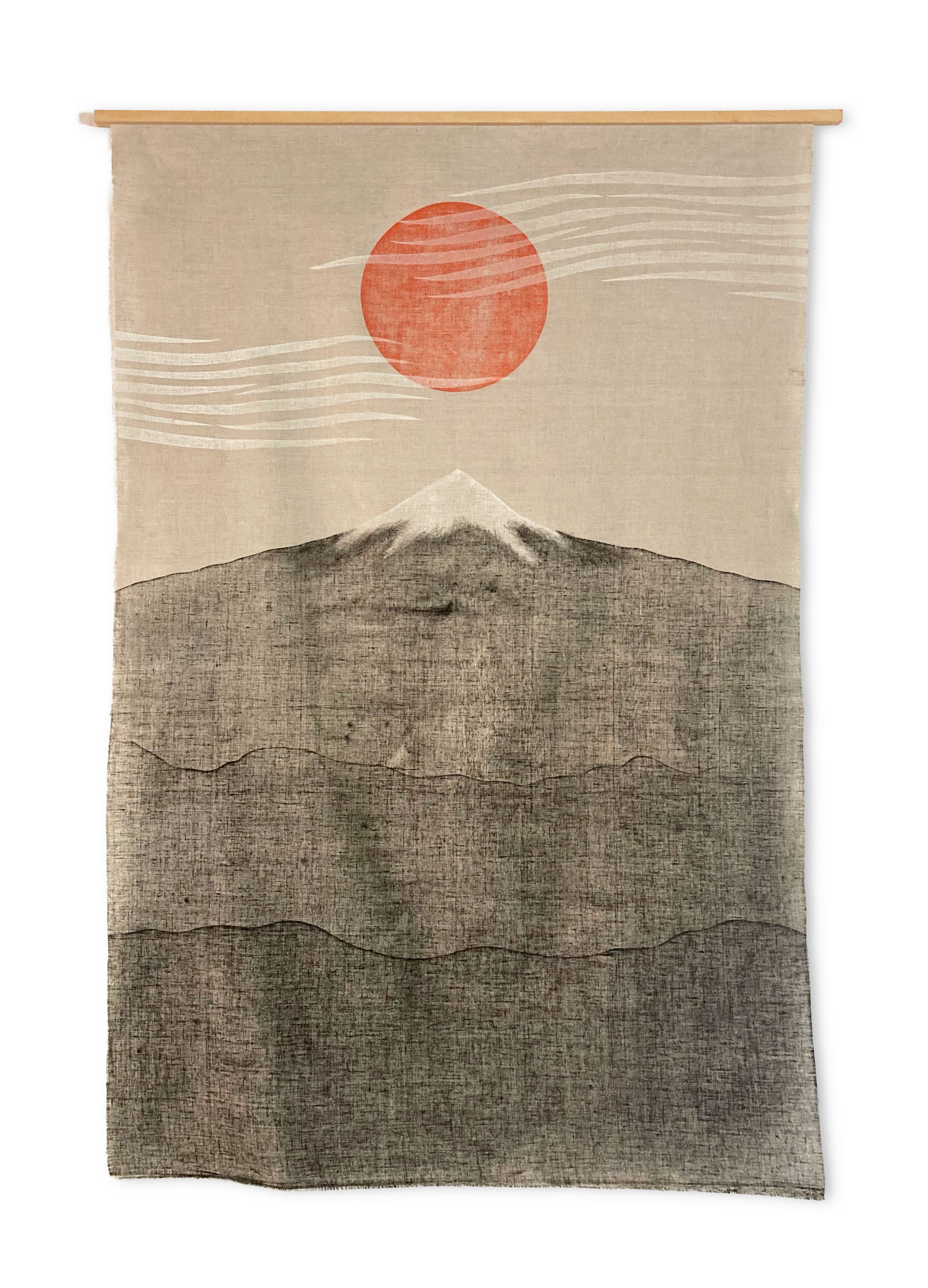 MATTHEW ALLEN  
Sangre de Cristo (2026)  
44" x 67"  
Hand-carved block print on linen  
Suspended from wooden hanger  
$6,800