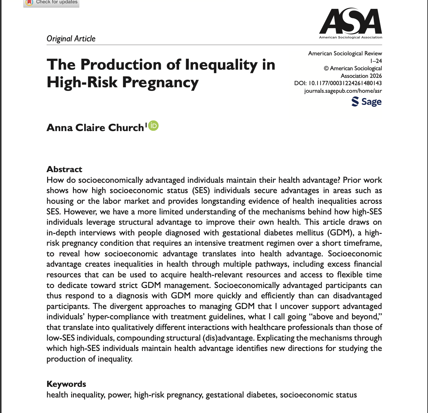 In this paper, I advance theoretical understandings of how socioeconomic advantage translates into health advantage to identify new directions for studying the production of inequality. Specifically, I identify multiple pathways through which socioec