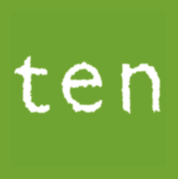 Green background with the partial word 'ten' in white, textured font.