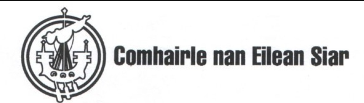 A logo with a shield and a figure holding a sword, with Irish text next to it.