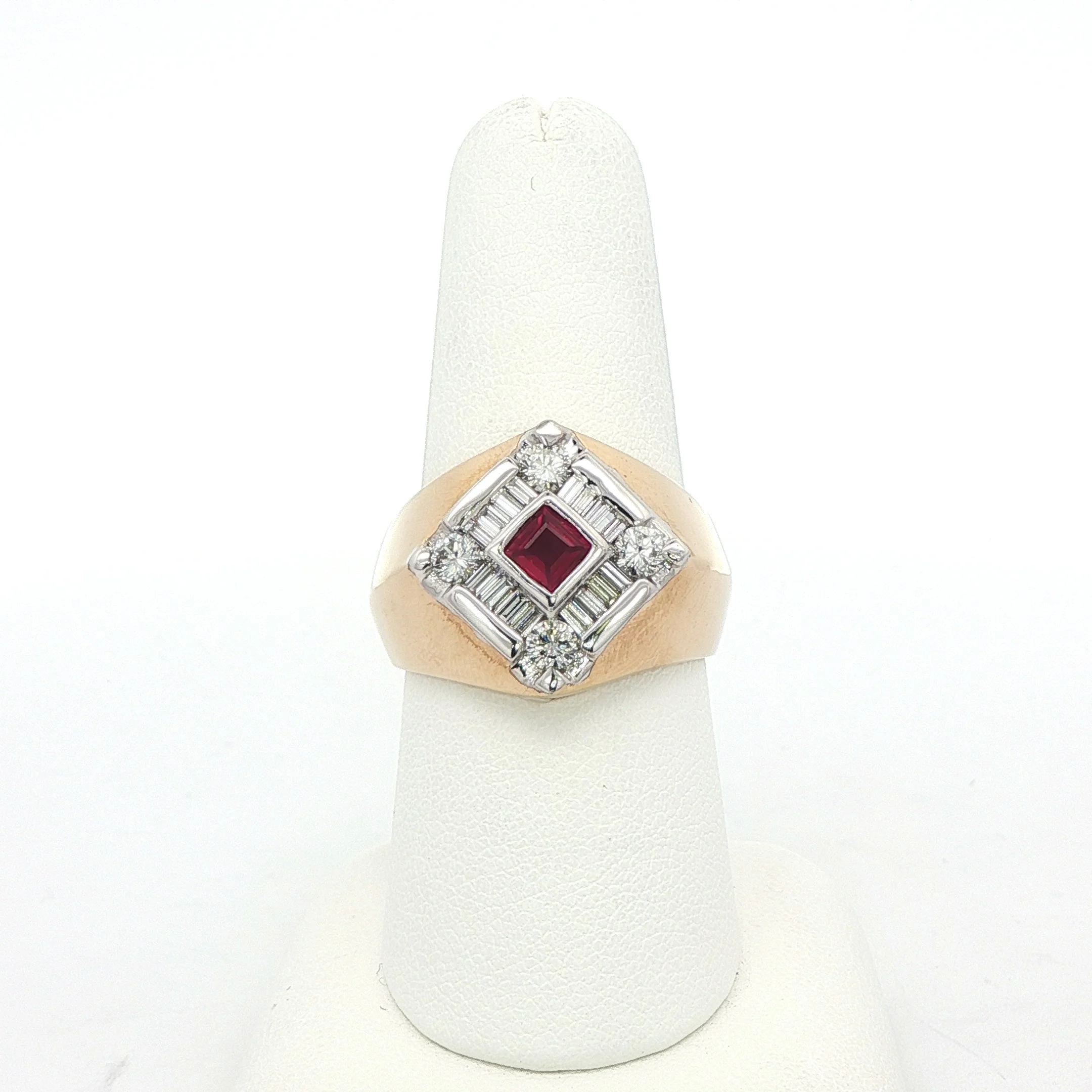 Geometric Ruby Diamonds Ring