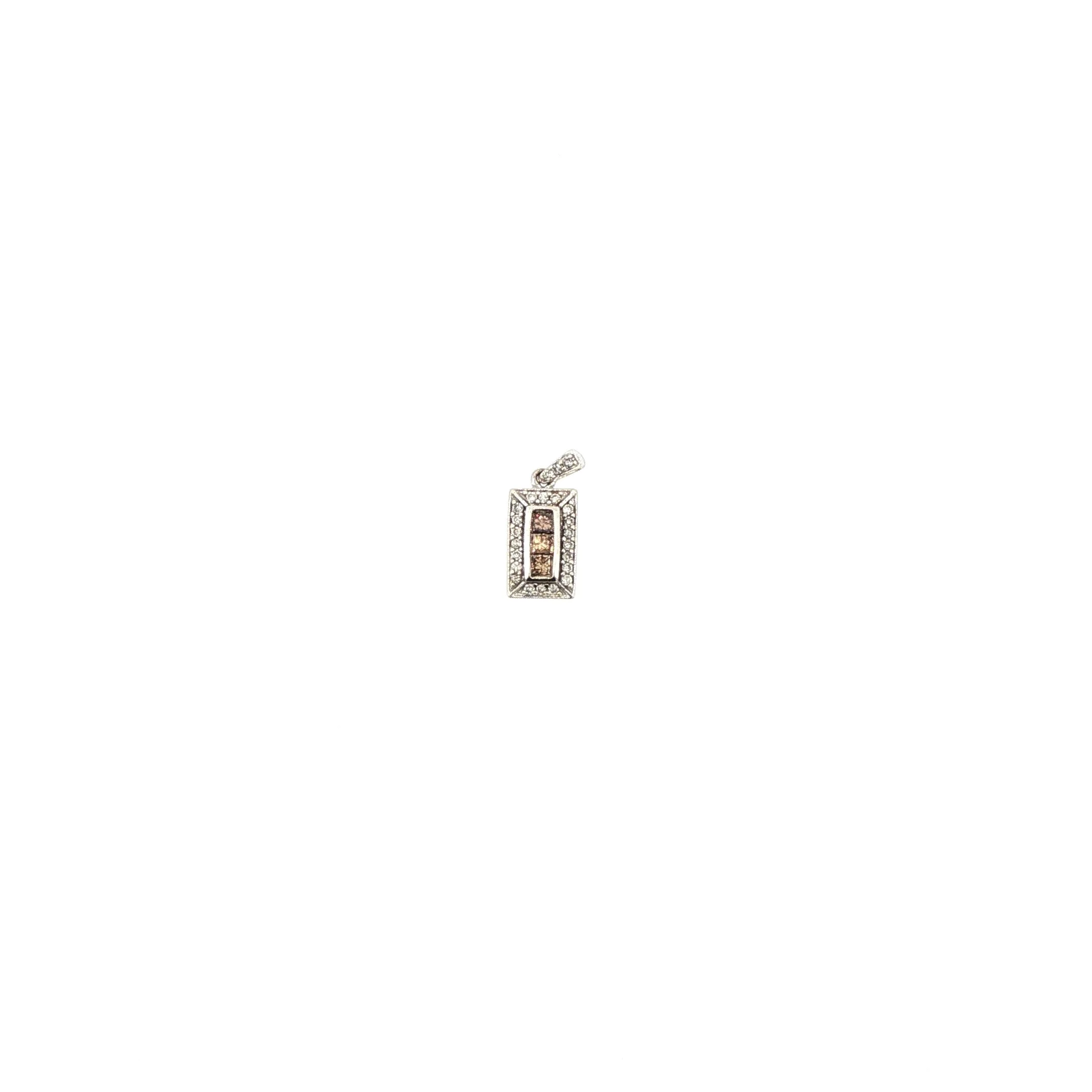 14k White Gold Champagne & White Diamond Pendant