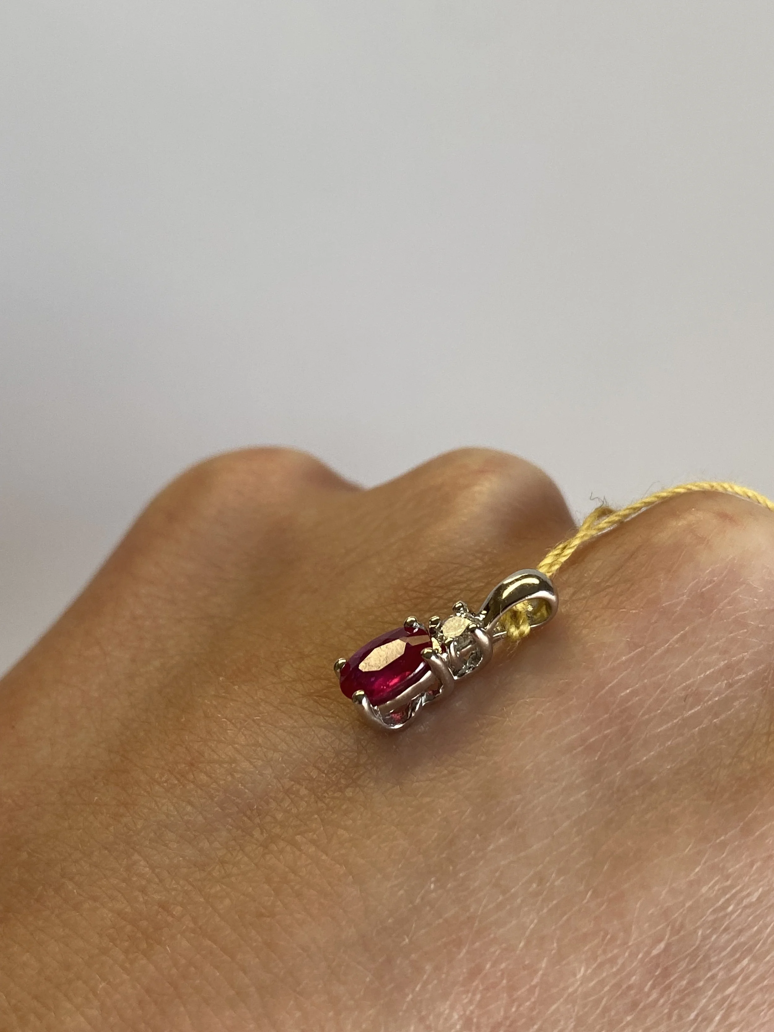 10k White Gold Ruby & Diamond Pendant