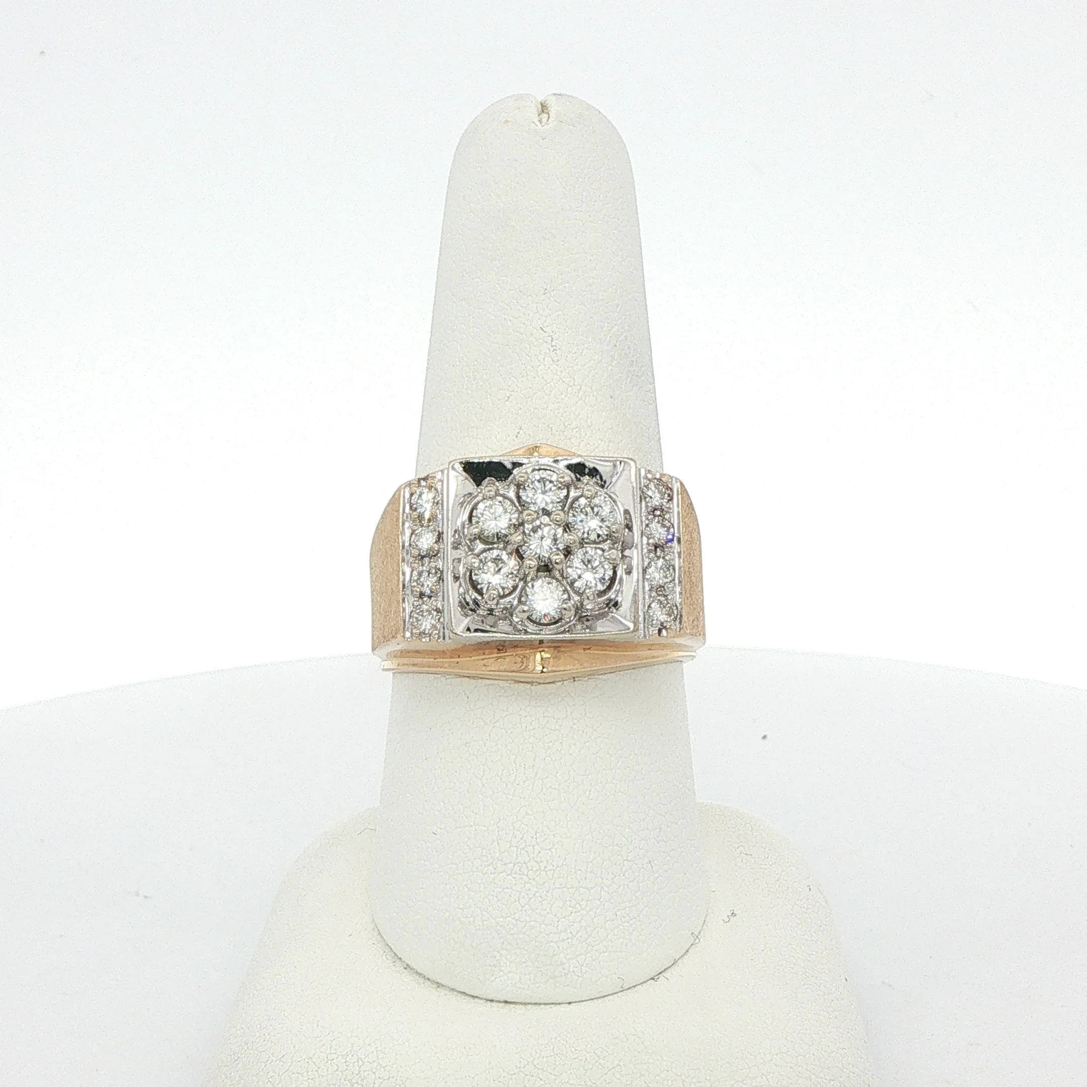 Two Toned Flower Diamond Ring