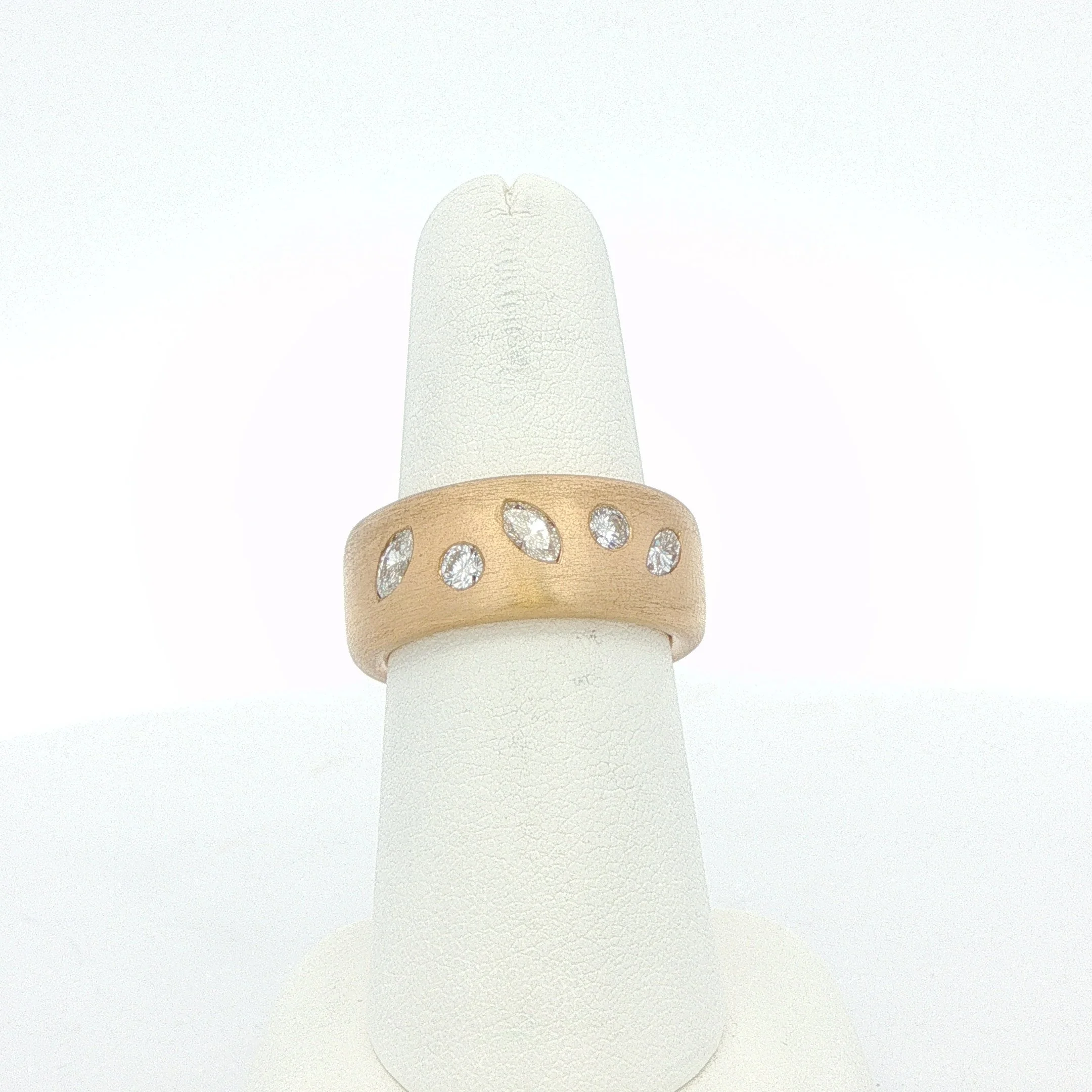 14k Yellow Gold Burnished Diamond Band