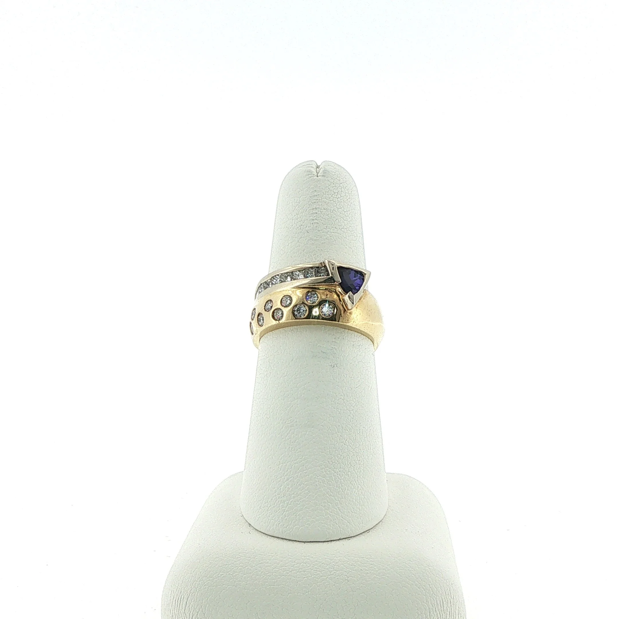 14k Yellow Gold Tanzanite & Diamond Band