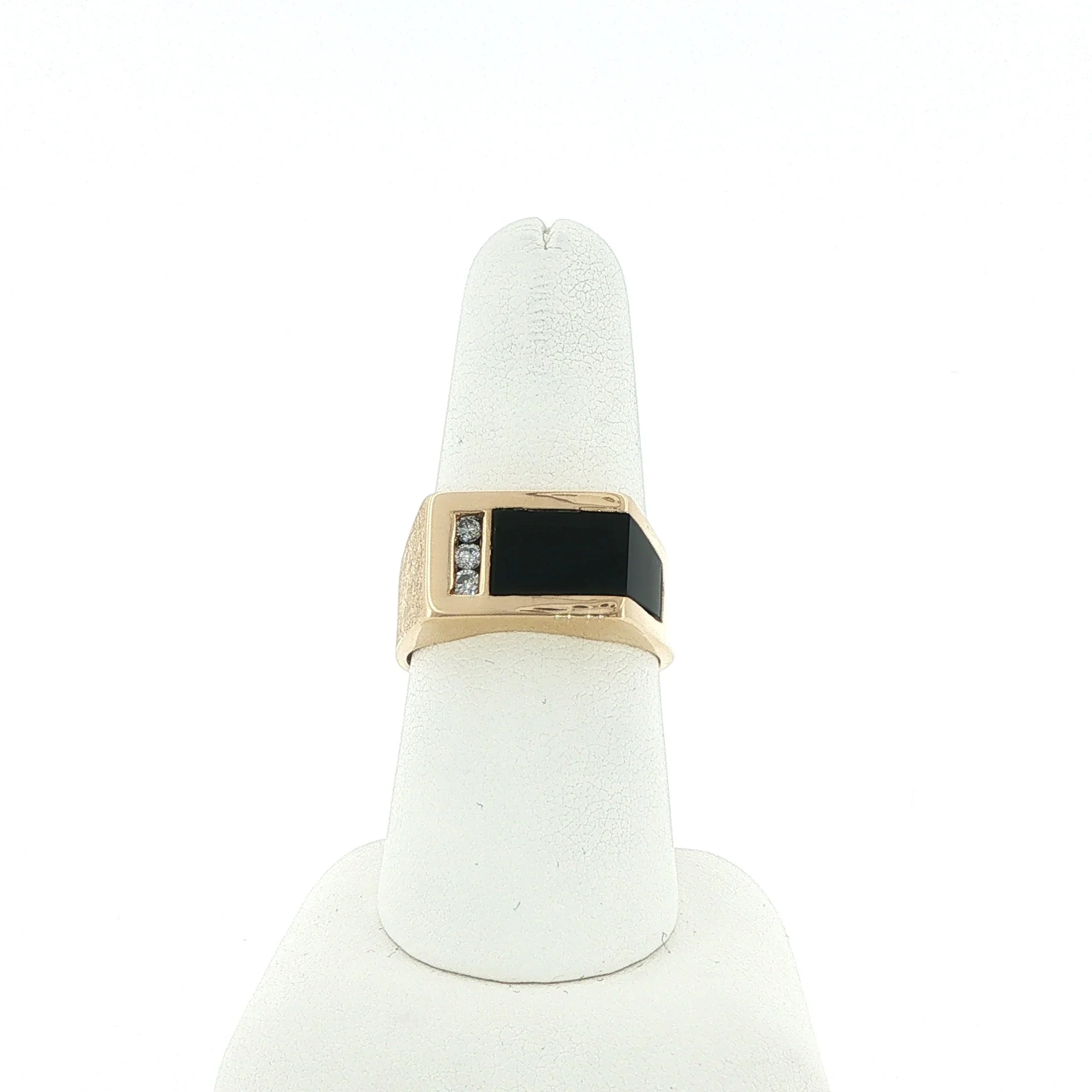 14k Gents Custom Onyx & Diamond Ring