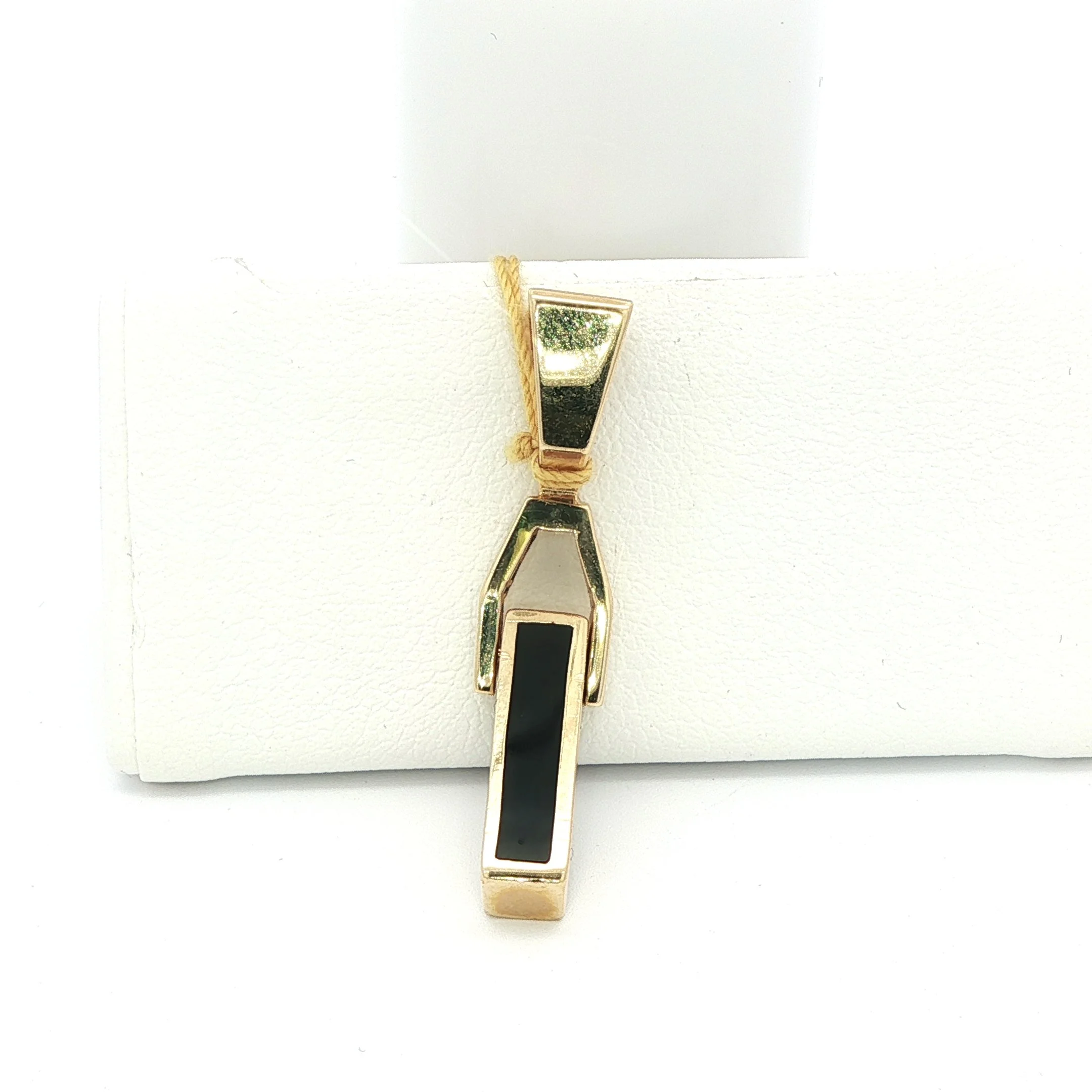 Custom 14K Yellow Gold Onyx Pendant