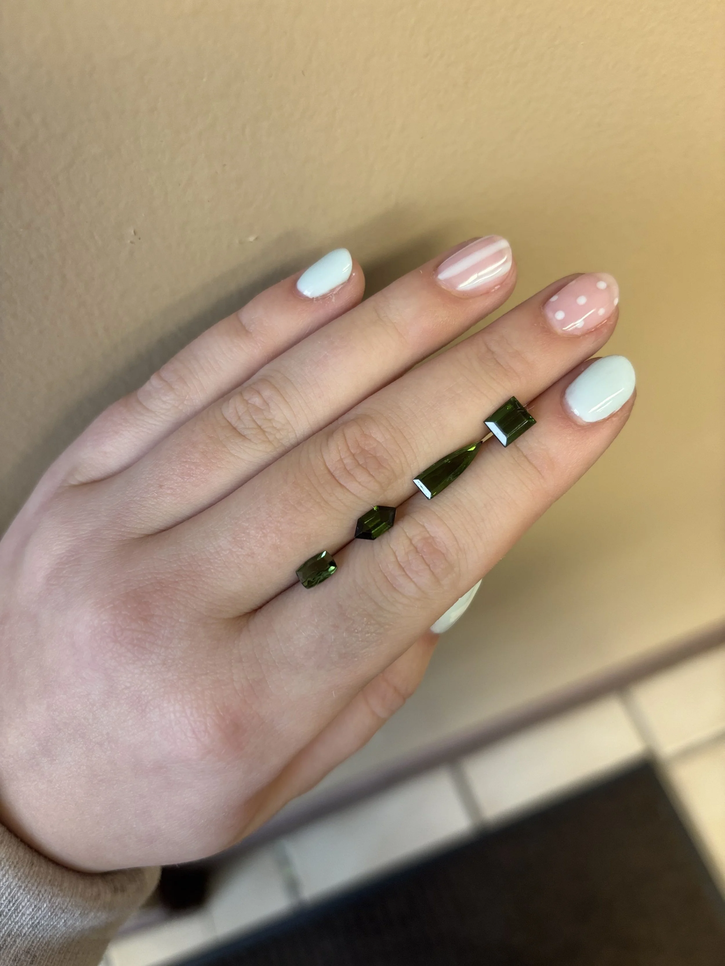 Dark and Chrome Green Tourmaline Fancy Shapes