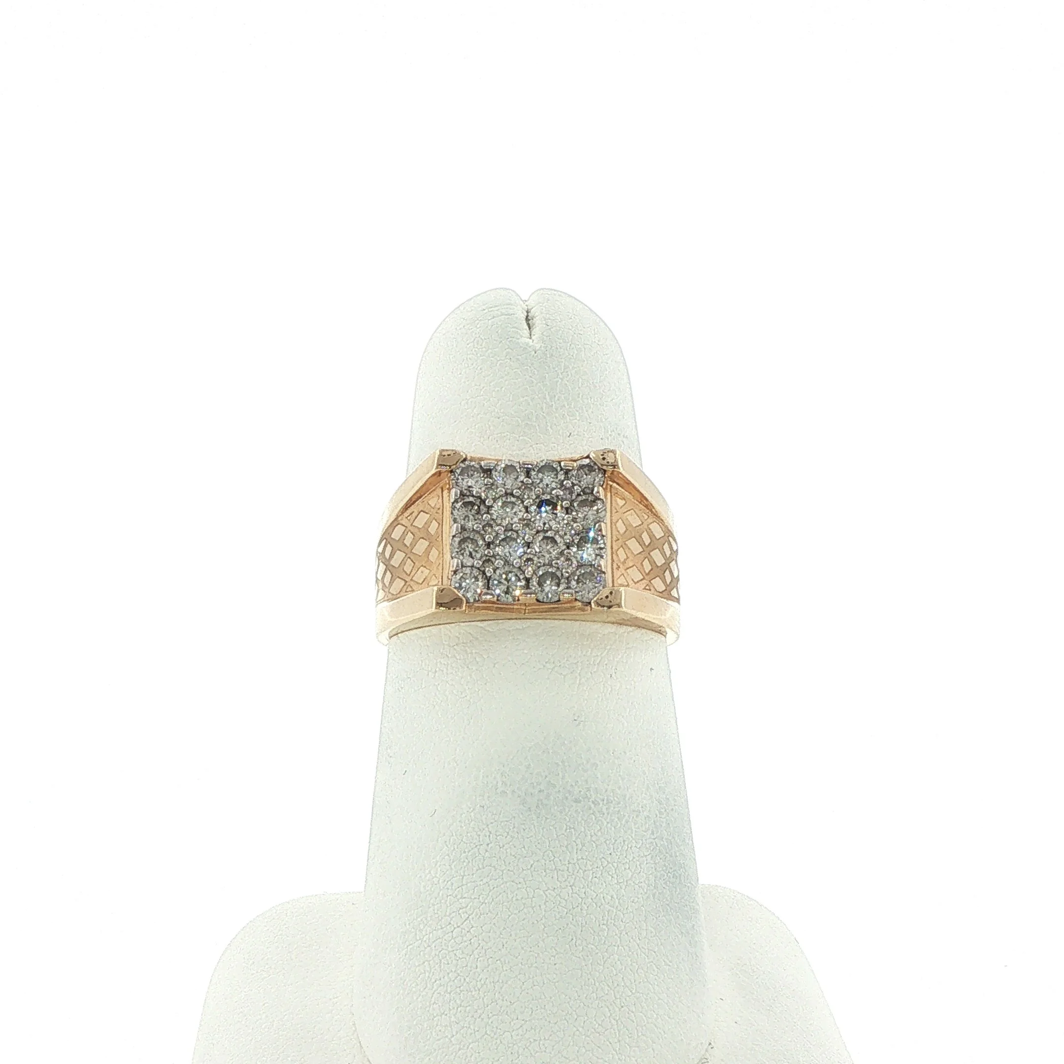14k Yellow Gold Gents Diamond Ring