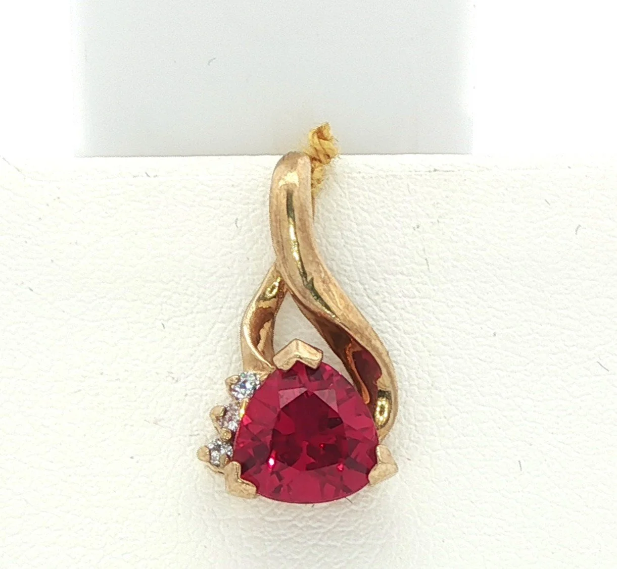 10k Yellow Gold Ruby & Diamond Pendant