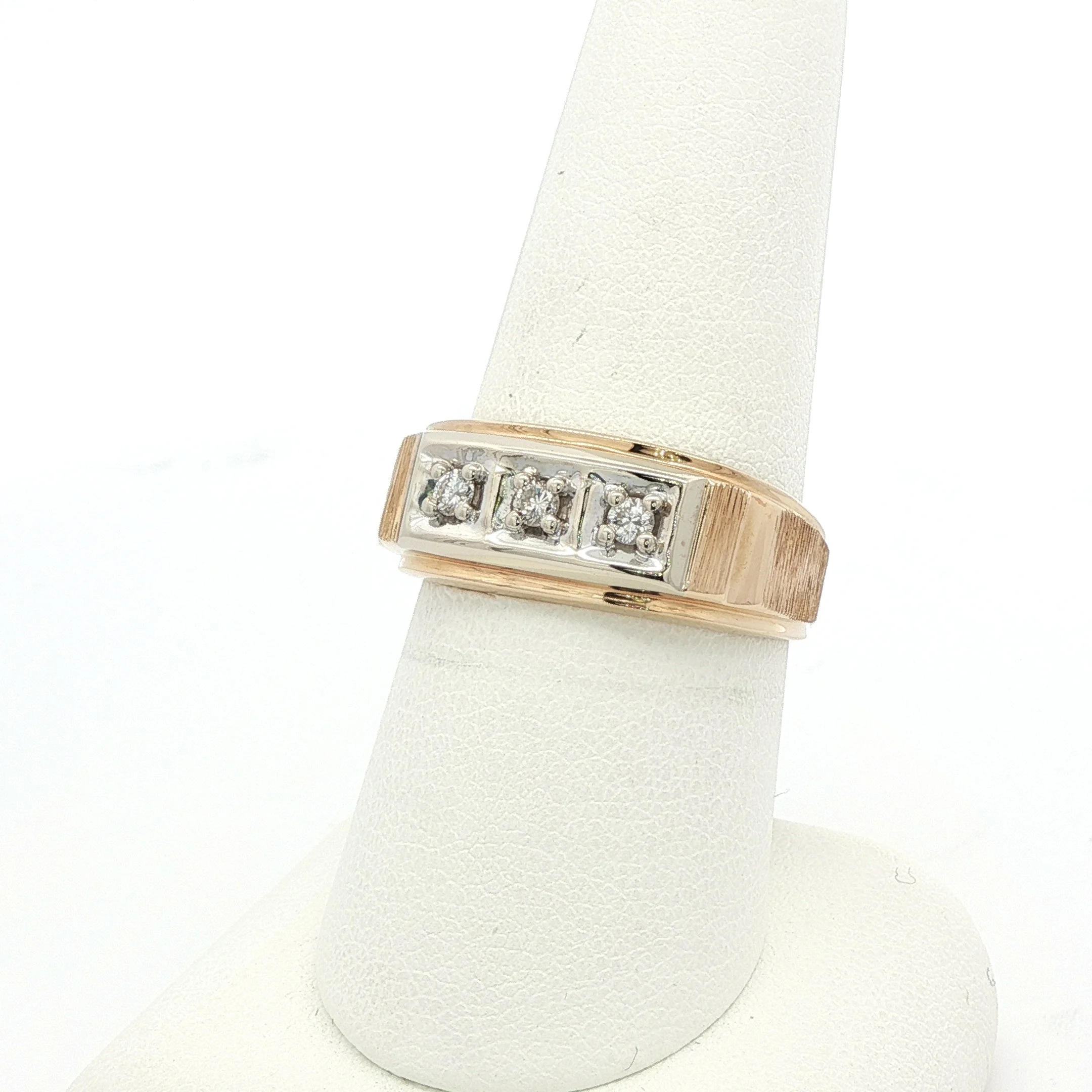 14k Yellow Gold Three-Stone Diamond Band