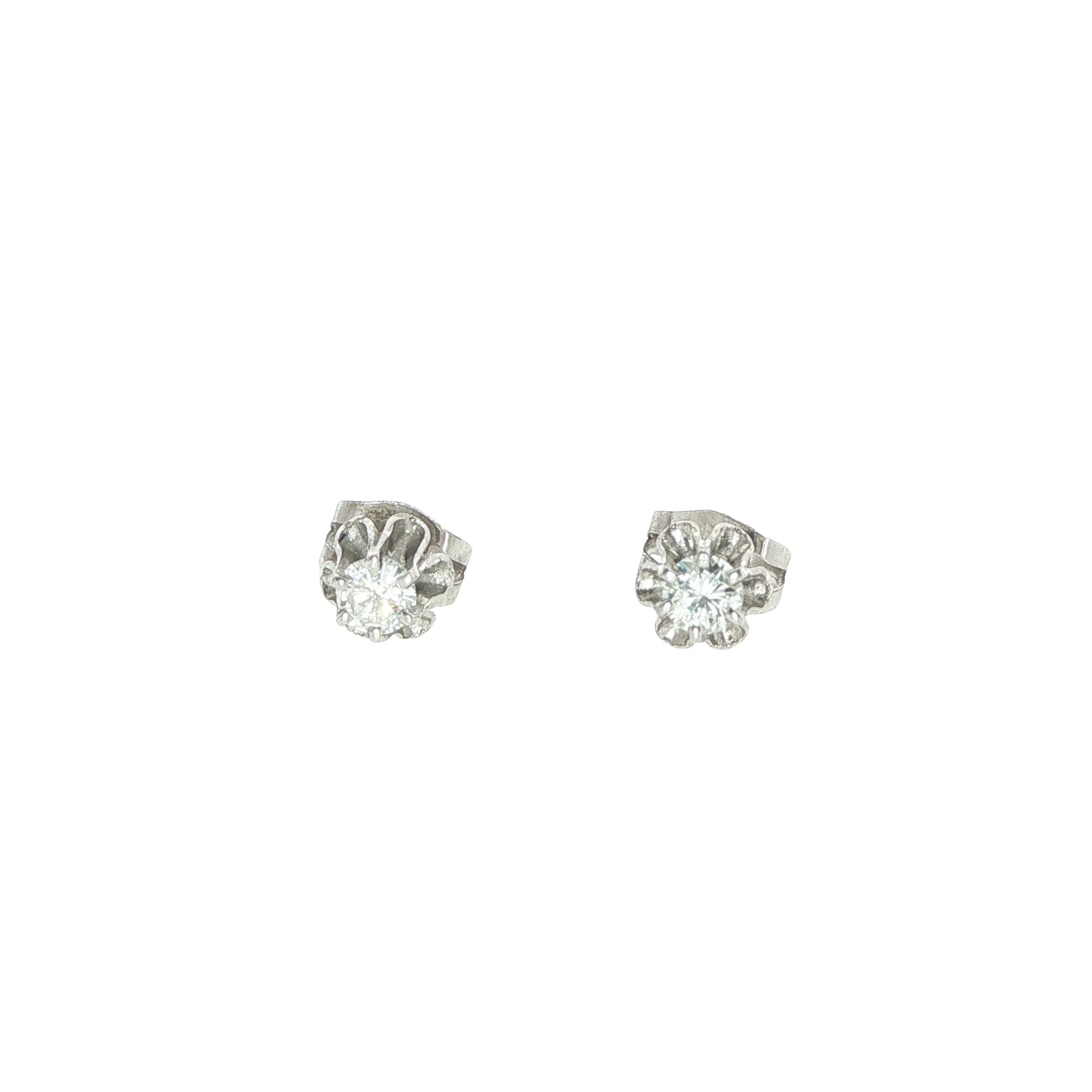 14K White Gold Natural Diamond Stud Earrings