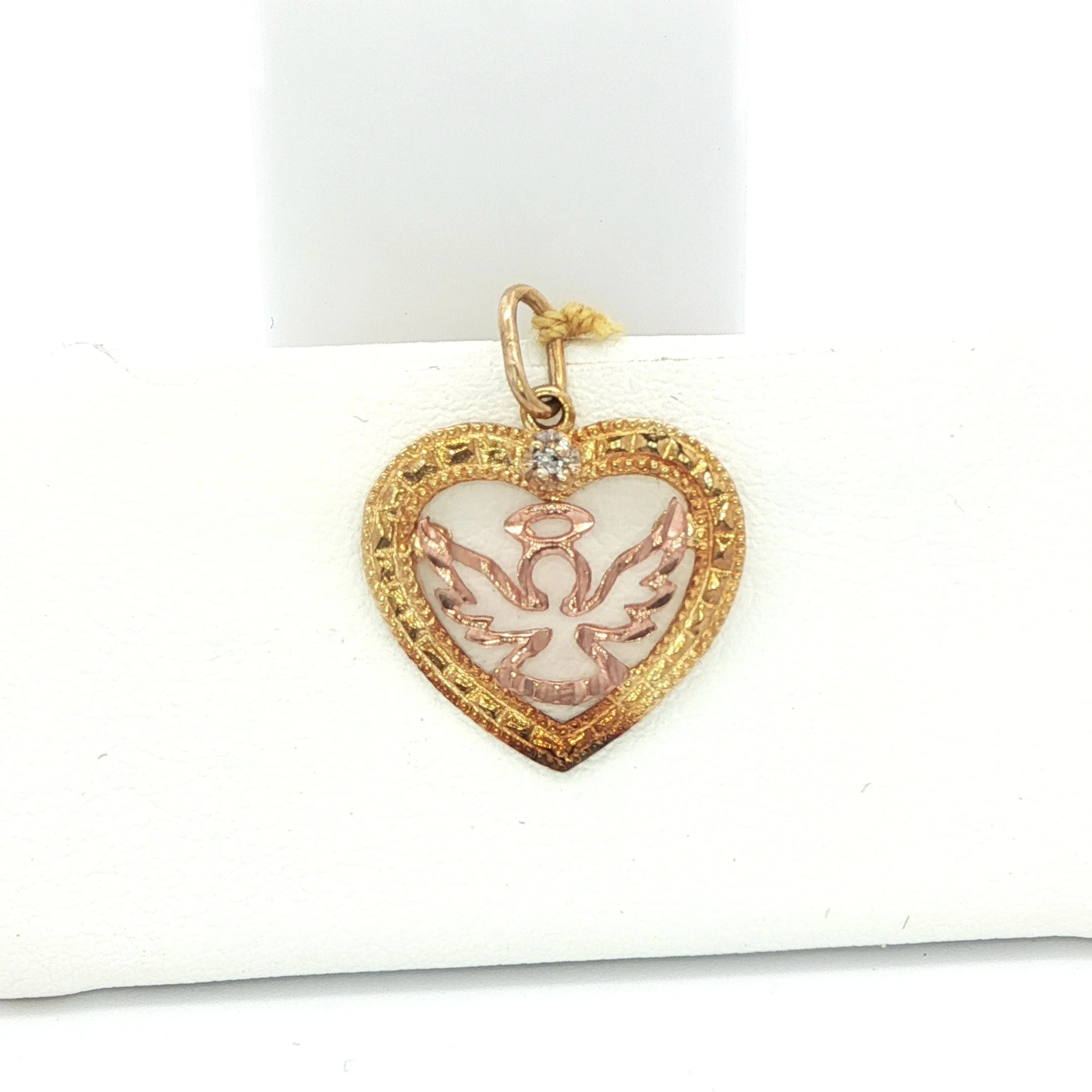 10K Two Toned Gold Angel Pendant with Diamond Accent