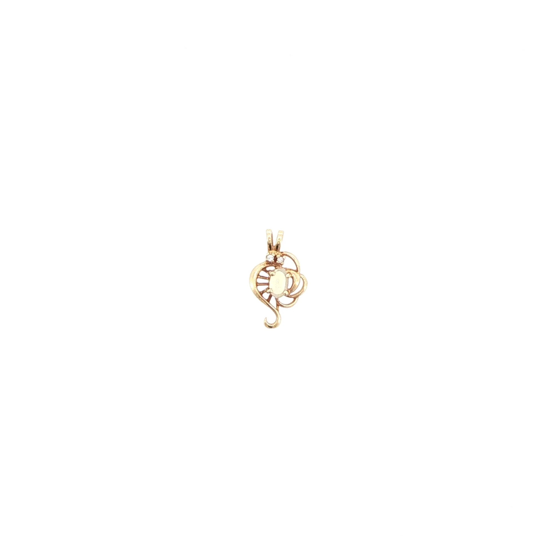 14k Yellow Gold Opal & Diamond Pendant