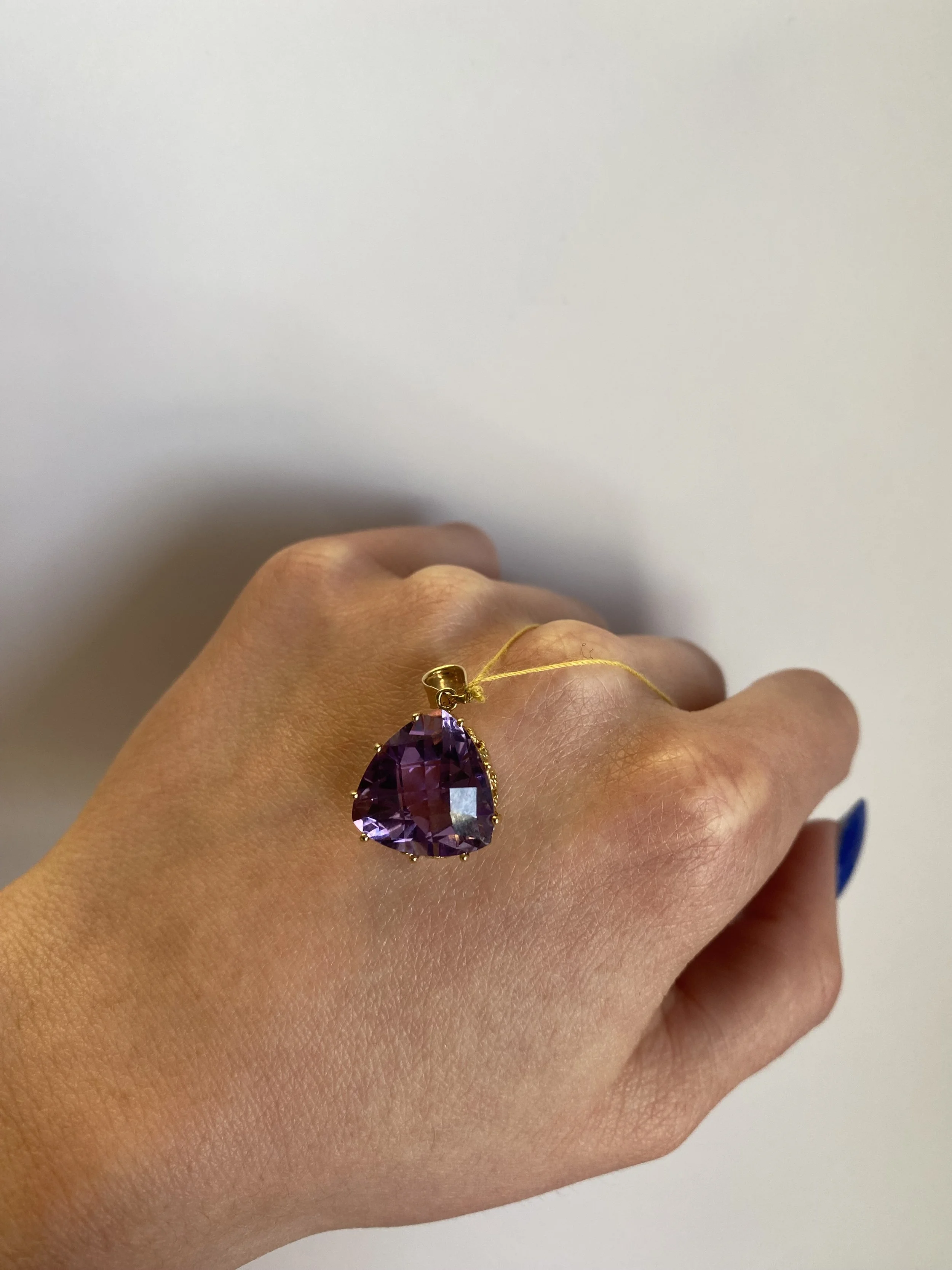 14k Yellow Gold Amethyst Pendant