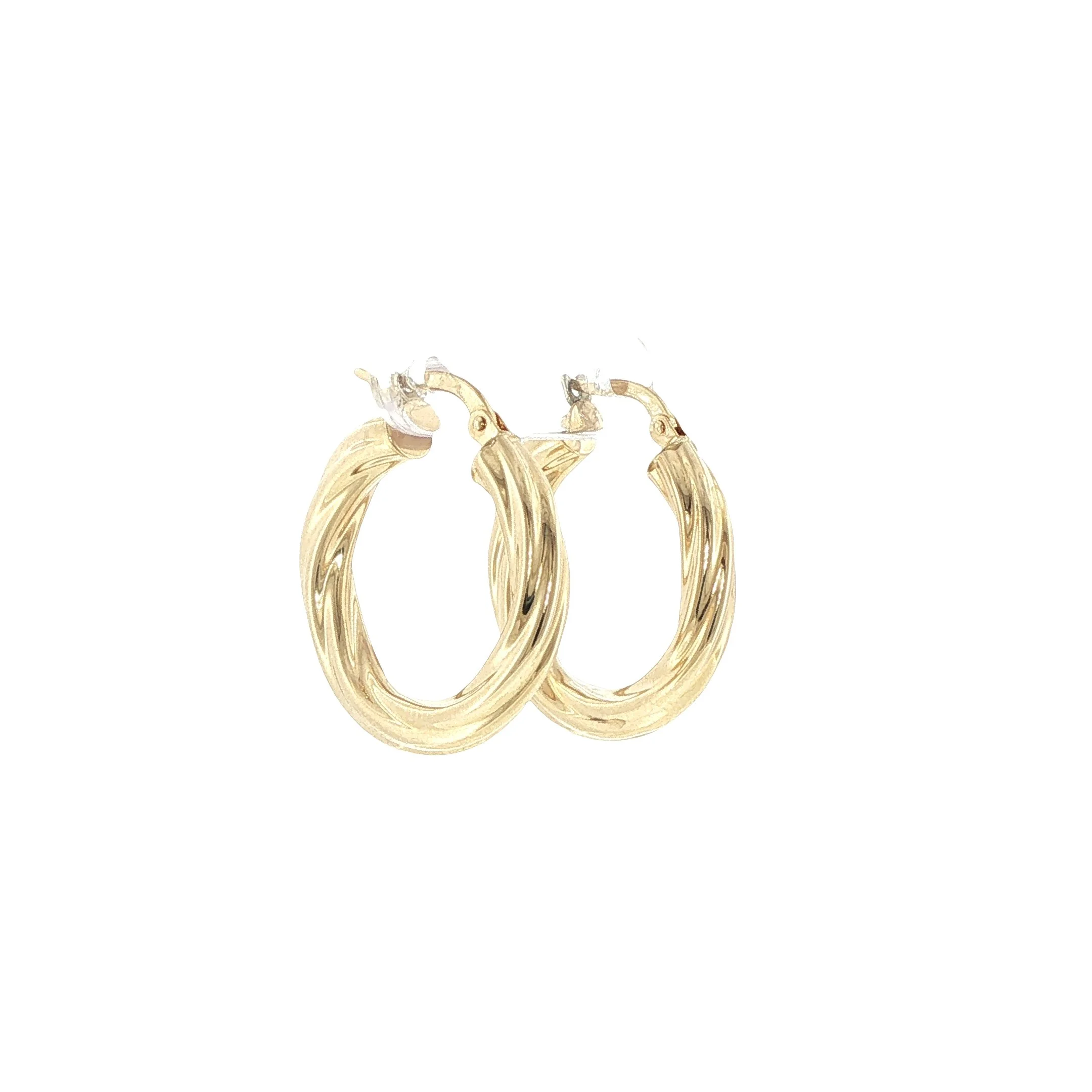 14K Yellow Gold Twisted Hoop Earrings