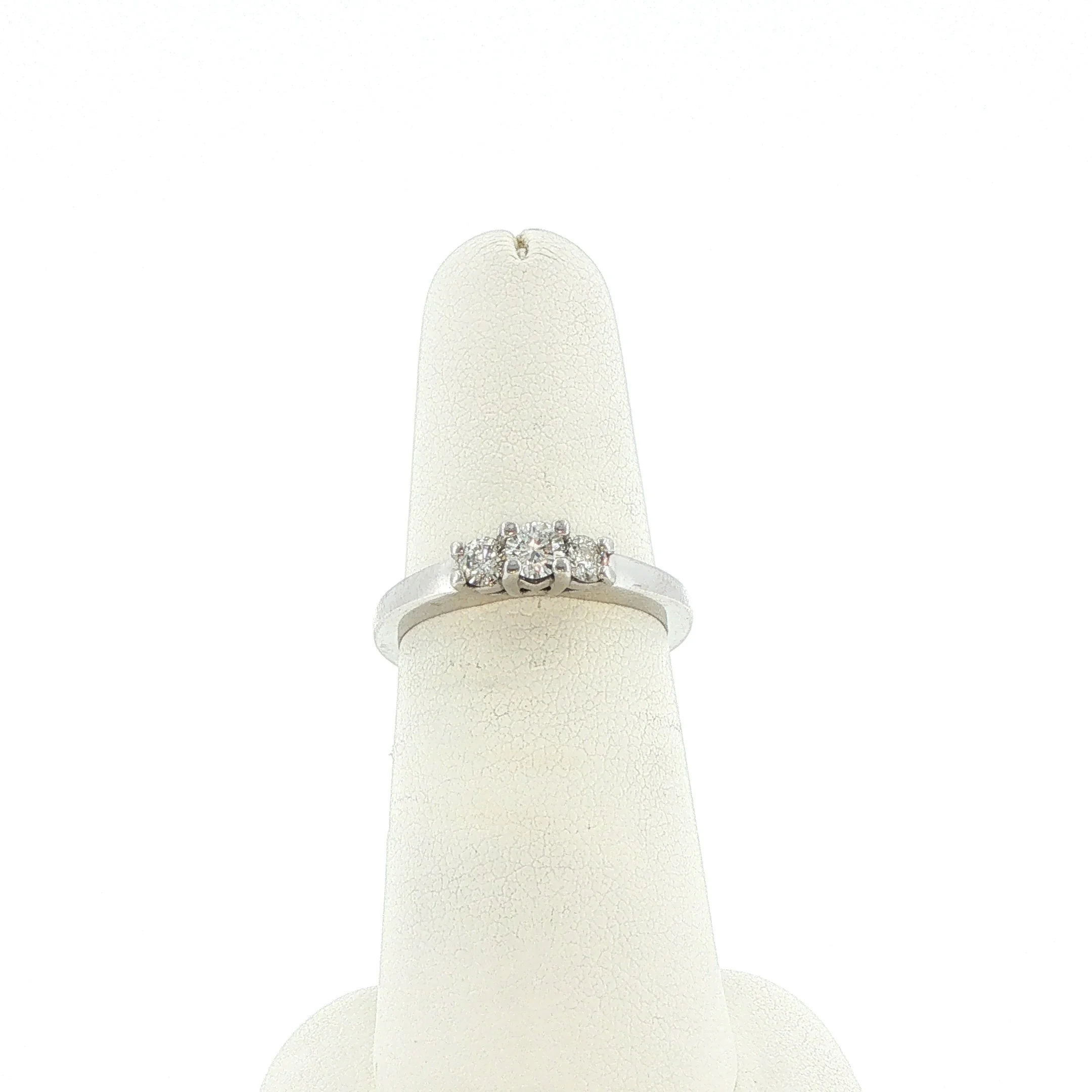 14k White Gold Three Stone Ring