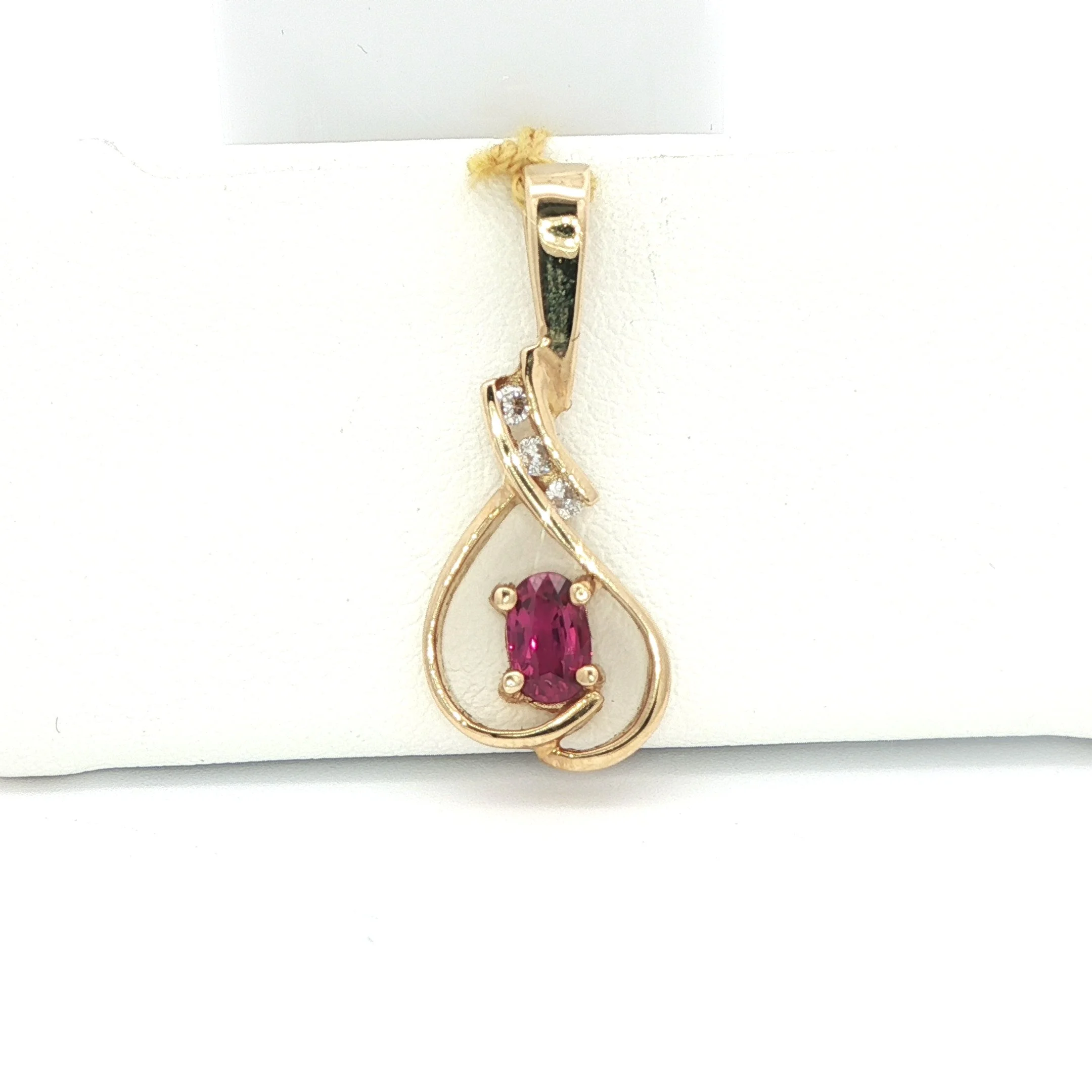 14k Yellow Gold Ruby & Diamond Pendant