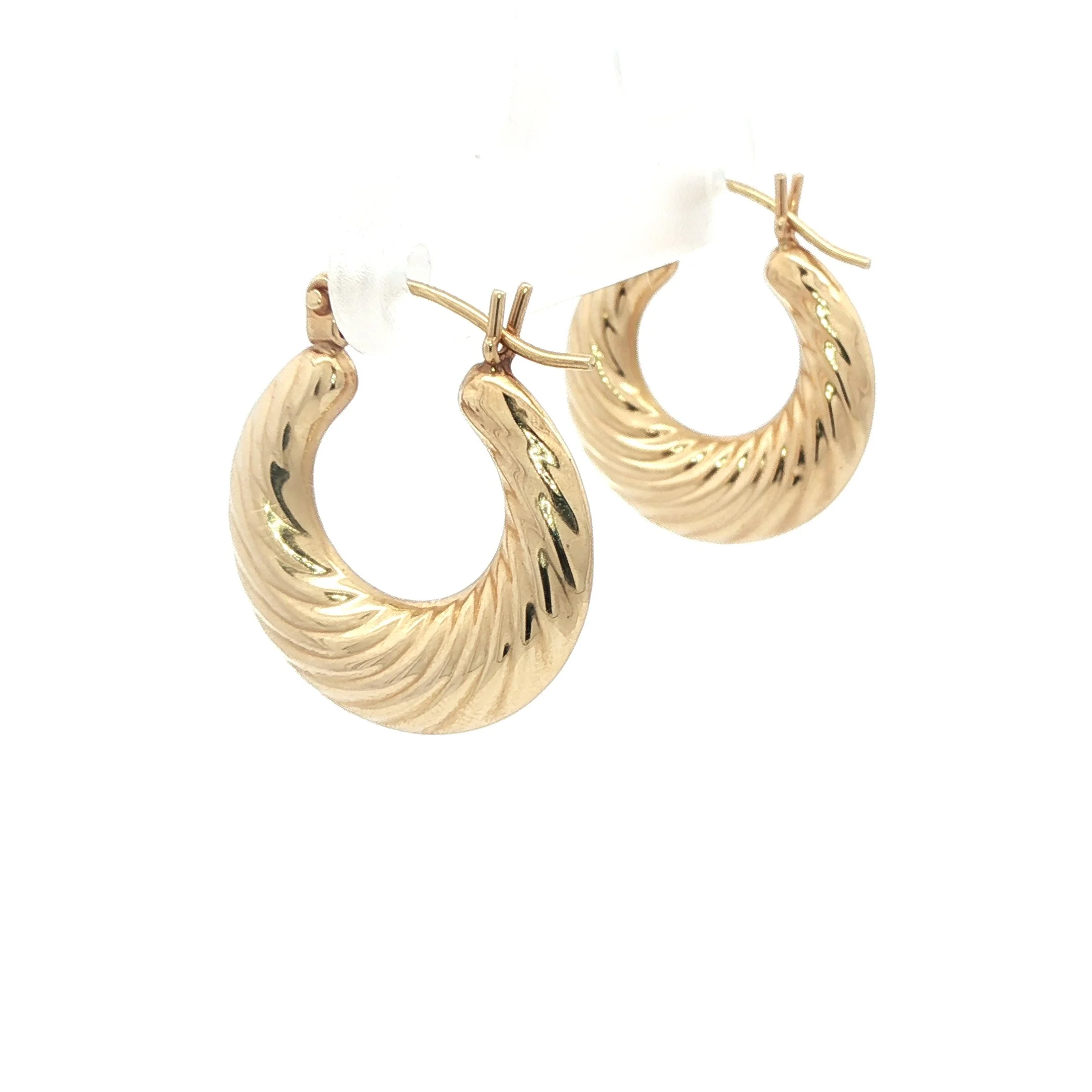 14k Yellow Gold Shrimp Hoop Earrings