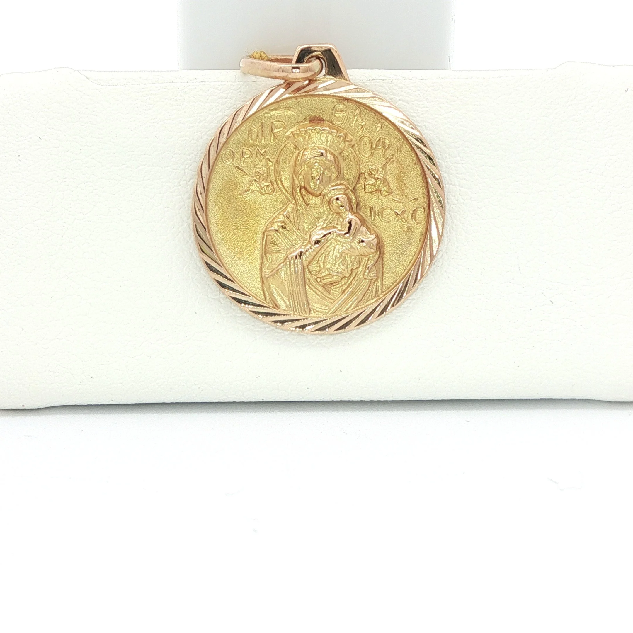 18k Yellow Gold Reversible Religious Medallion
