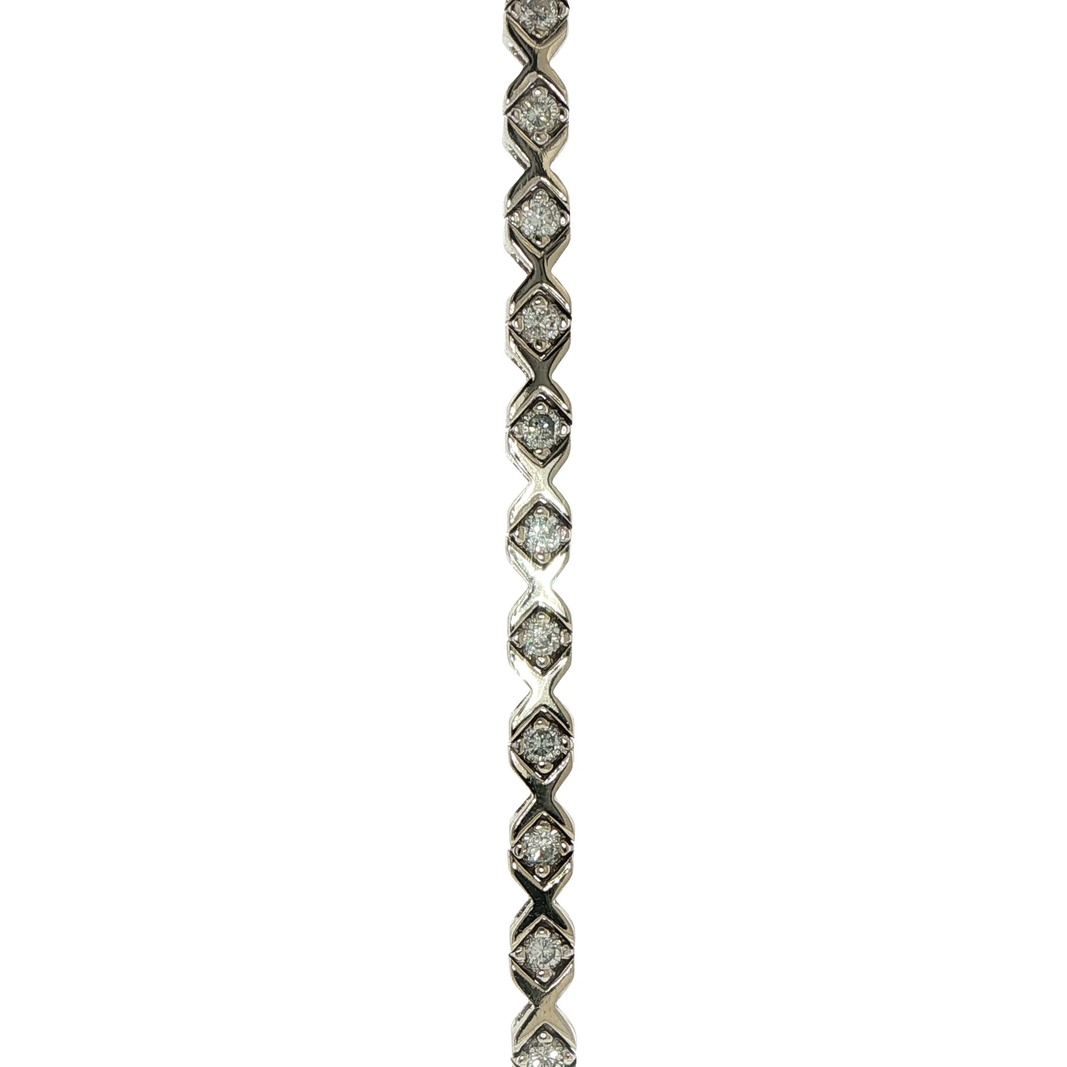 14K White Gold “XO”  Tennis Bracelet