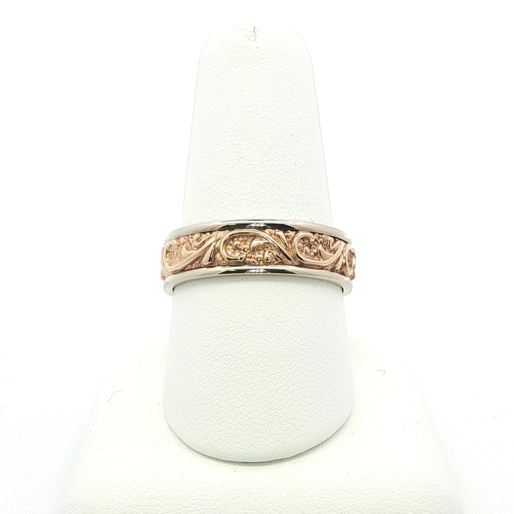 14k Two Toned Engraved Band