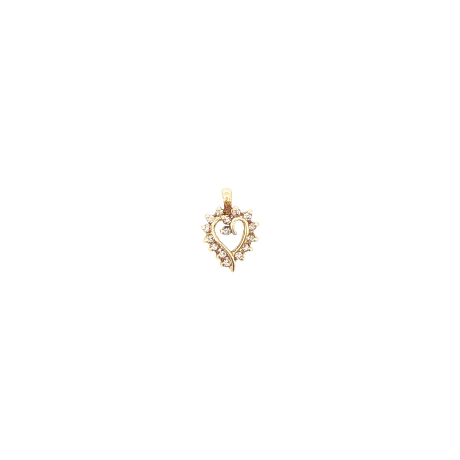 14K Yellow Gold Diamond Heart Pendant