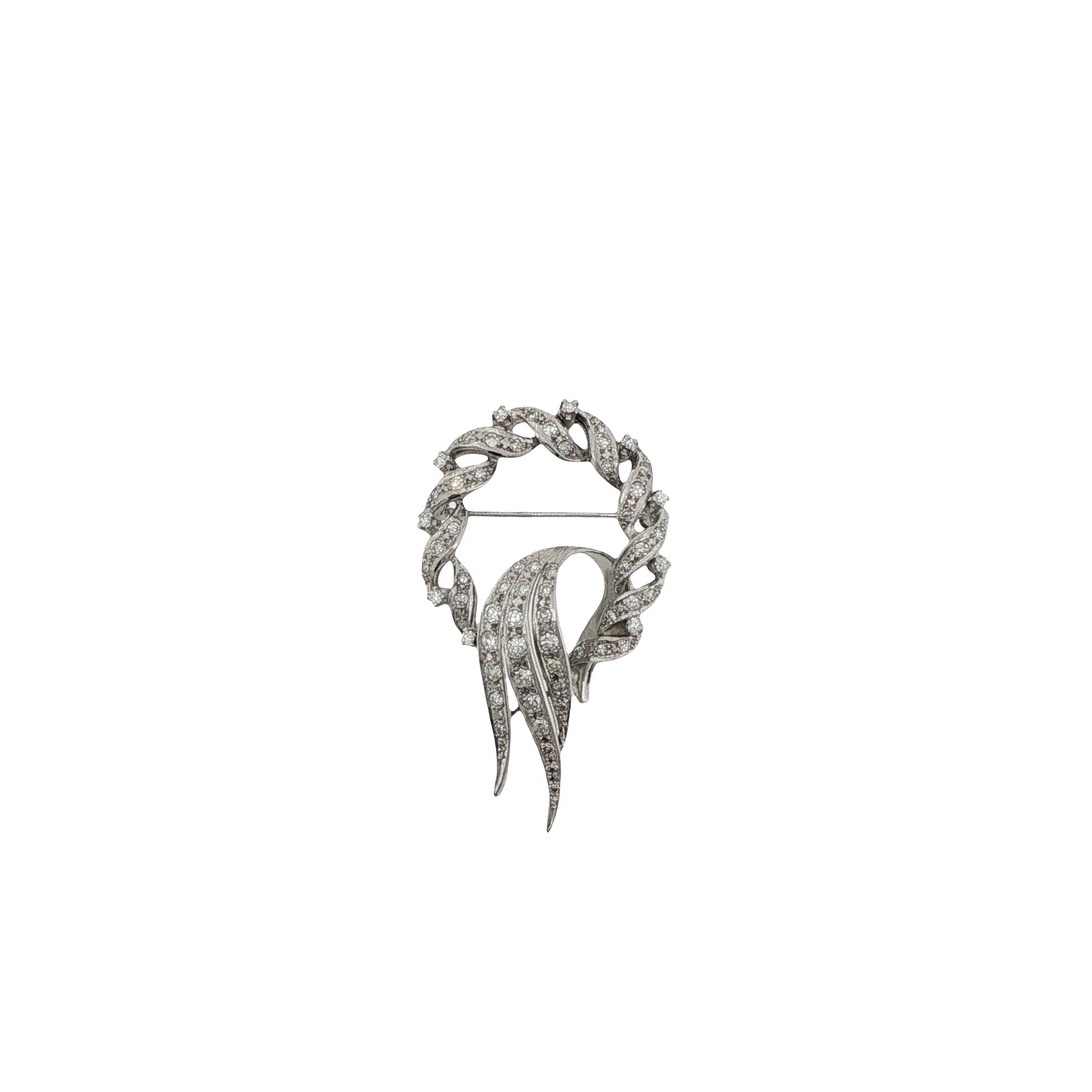 14K White Gold Estate Diamond Pin