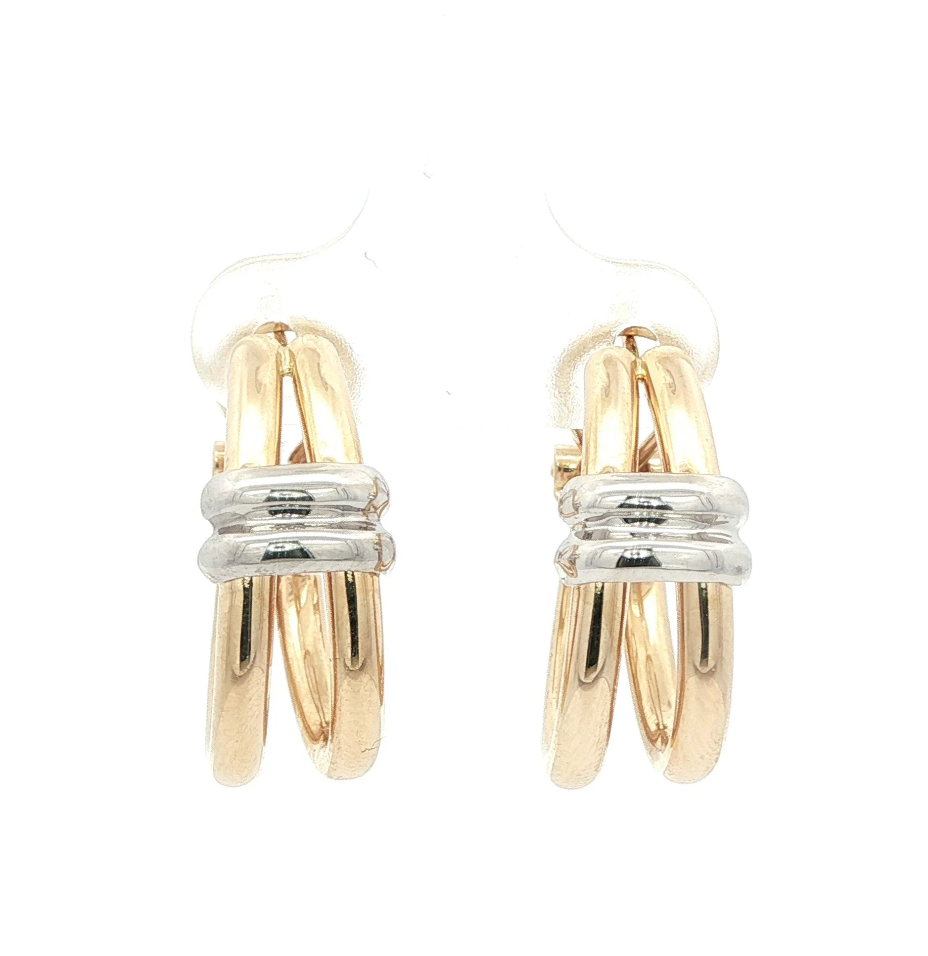 14k Two Tone Gold Hoop Earrings