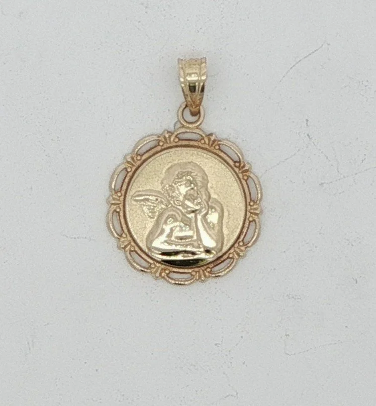 14k Yellow Gold Guardian Angel Pendant