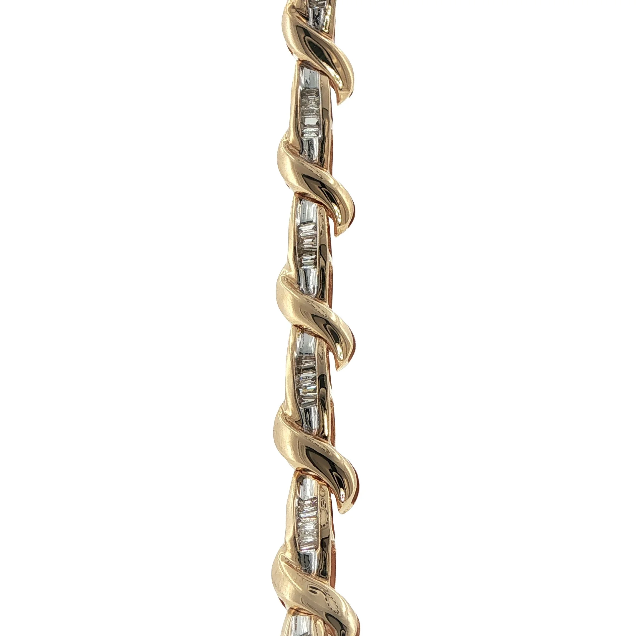 14K Yellow Gold Baguette Diamond Tennis Bracelet