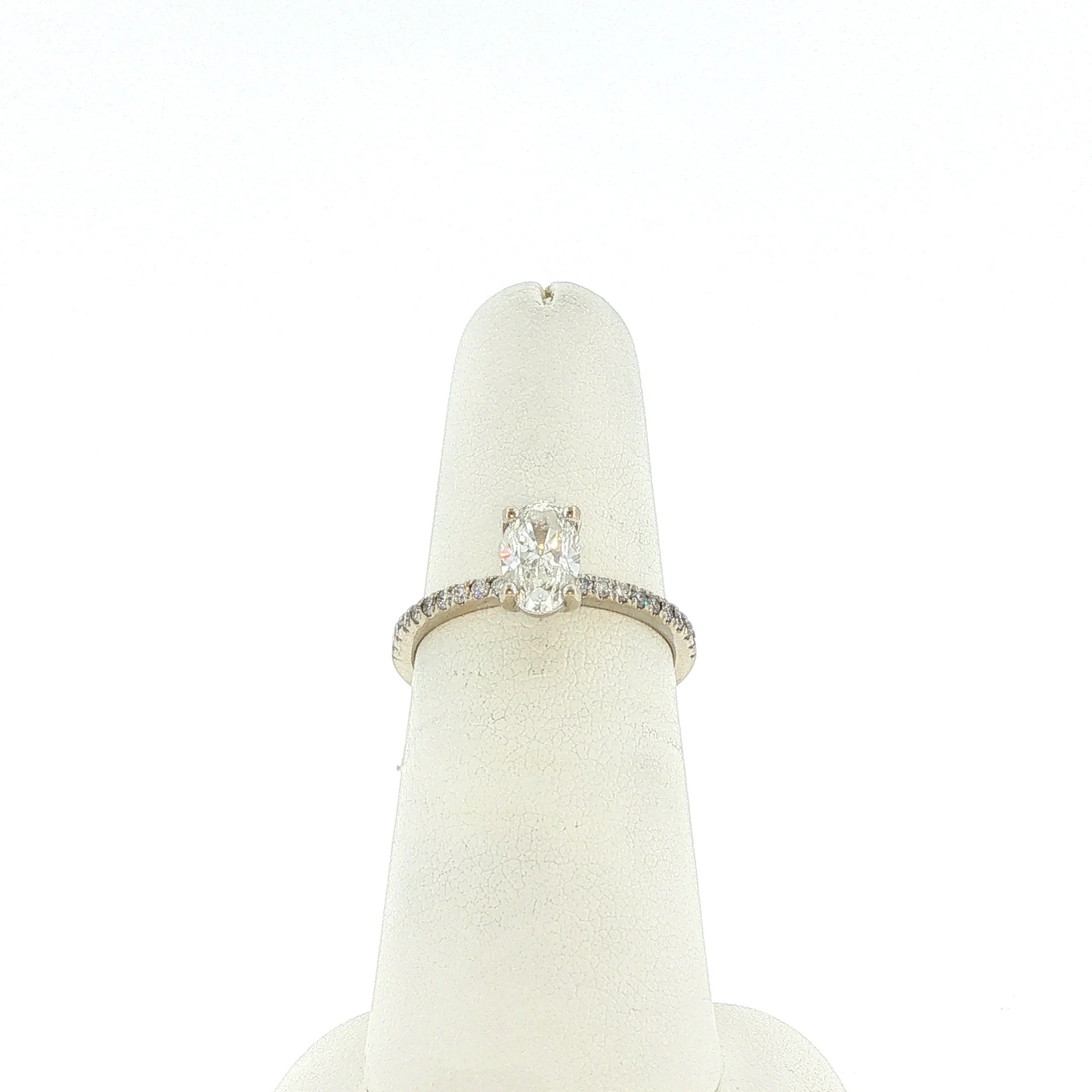 14k Oval Solitaire & Pave Band