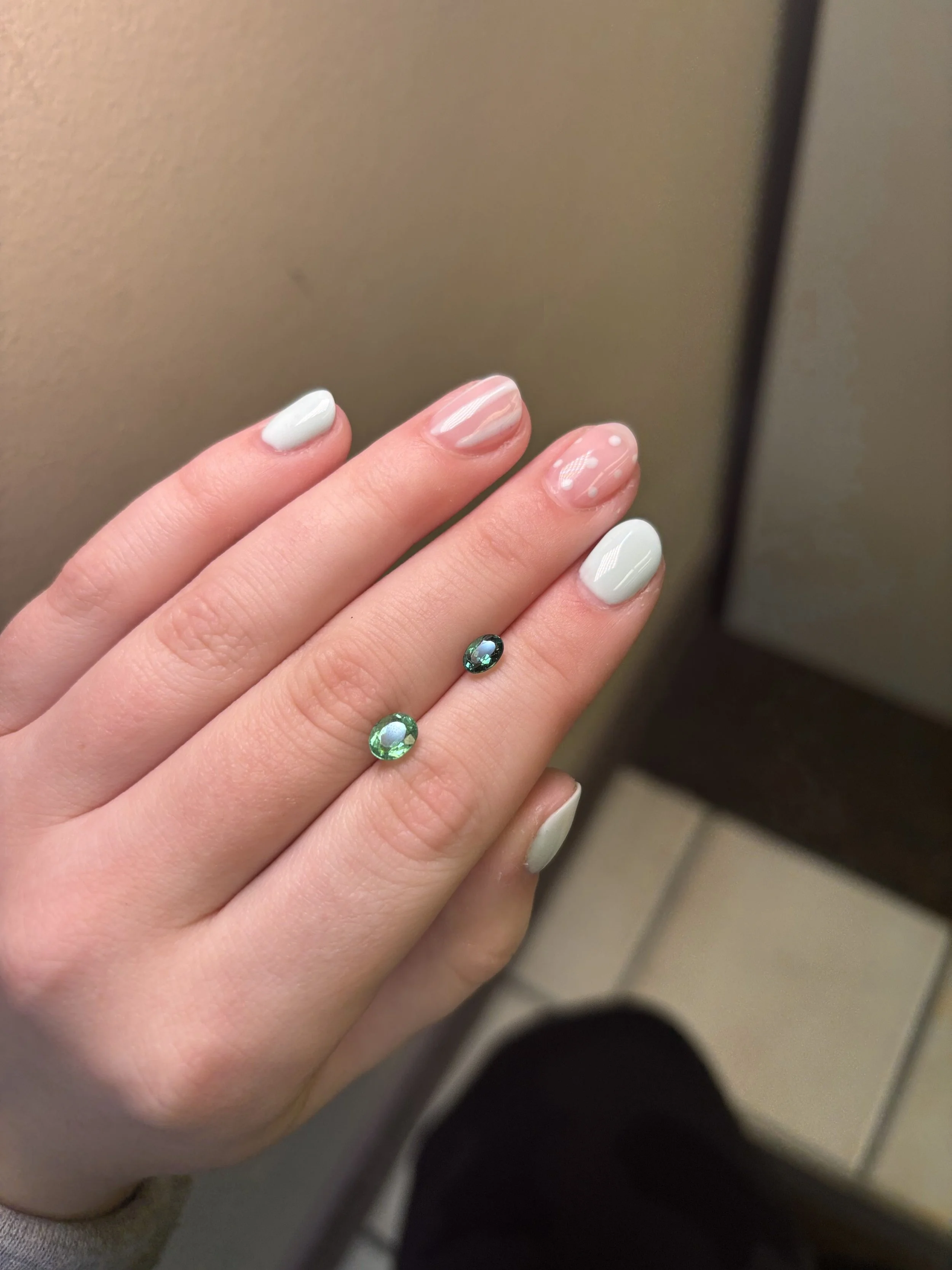 Light , Chrome, and Dark Green Tourmaline Ovals