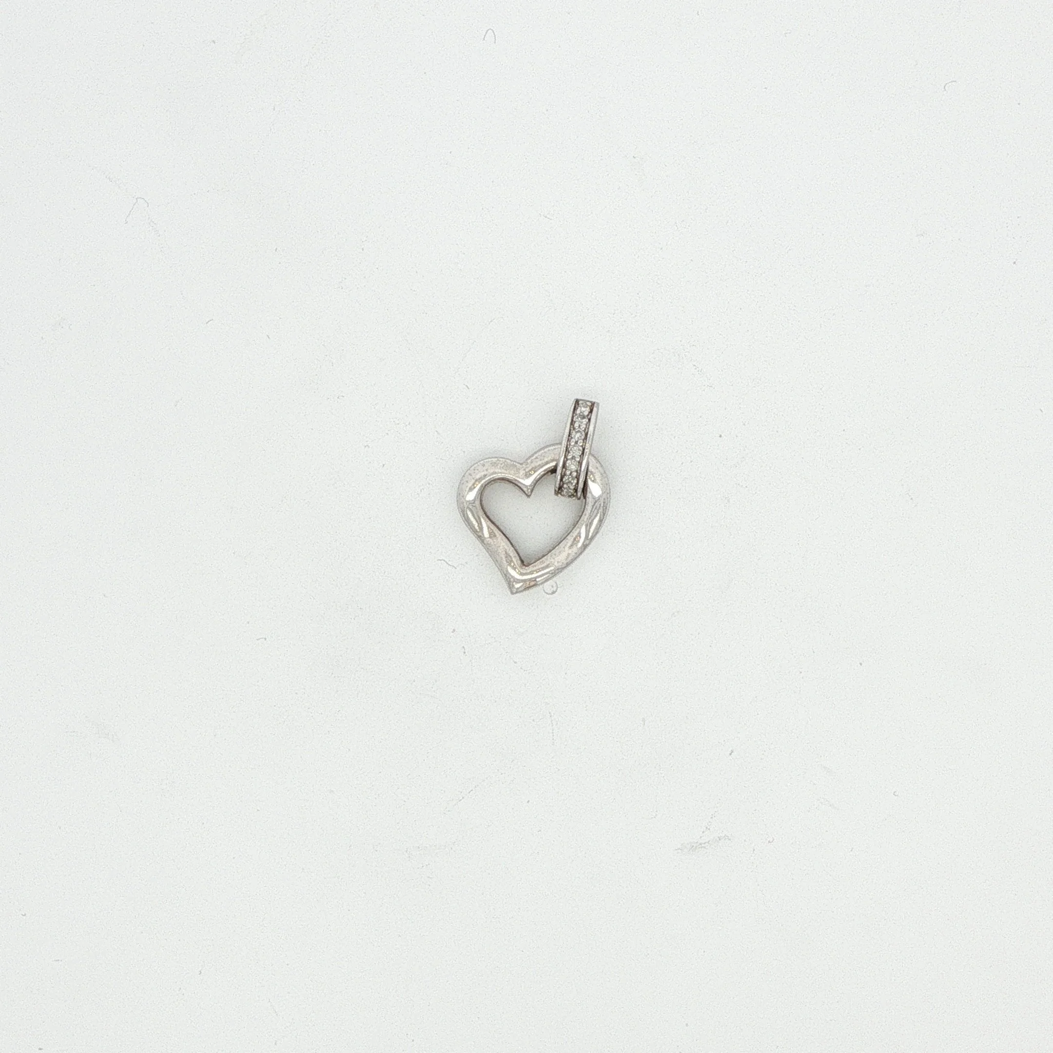 14K White Gold Floating Heart Diamond Pendant