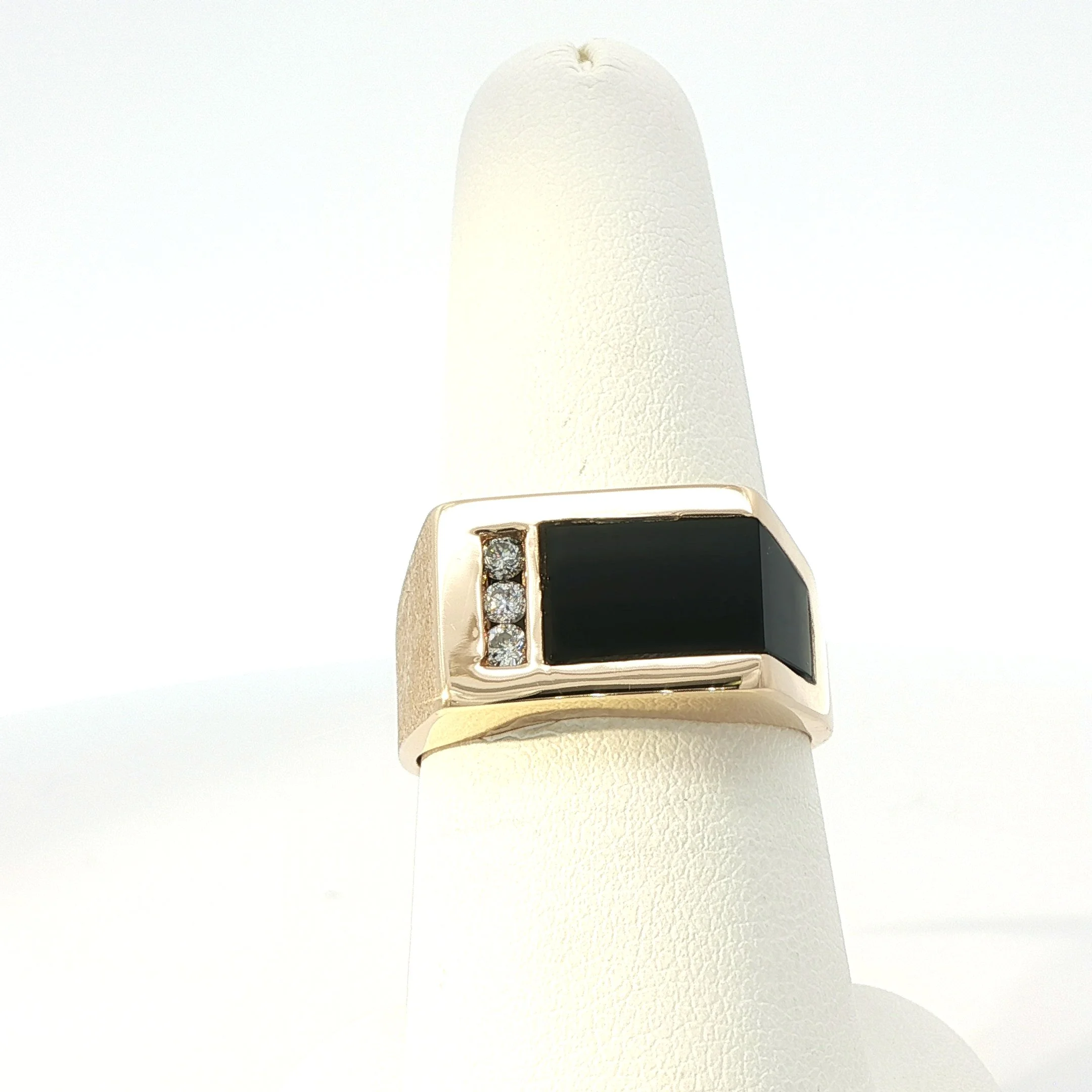 14k Gents Custom Onyx & Diamond Ring