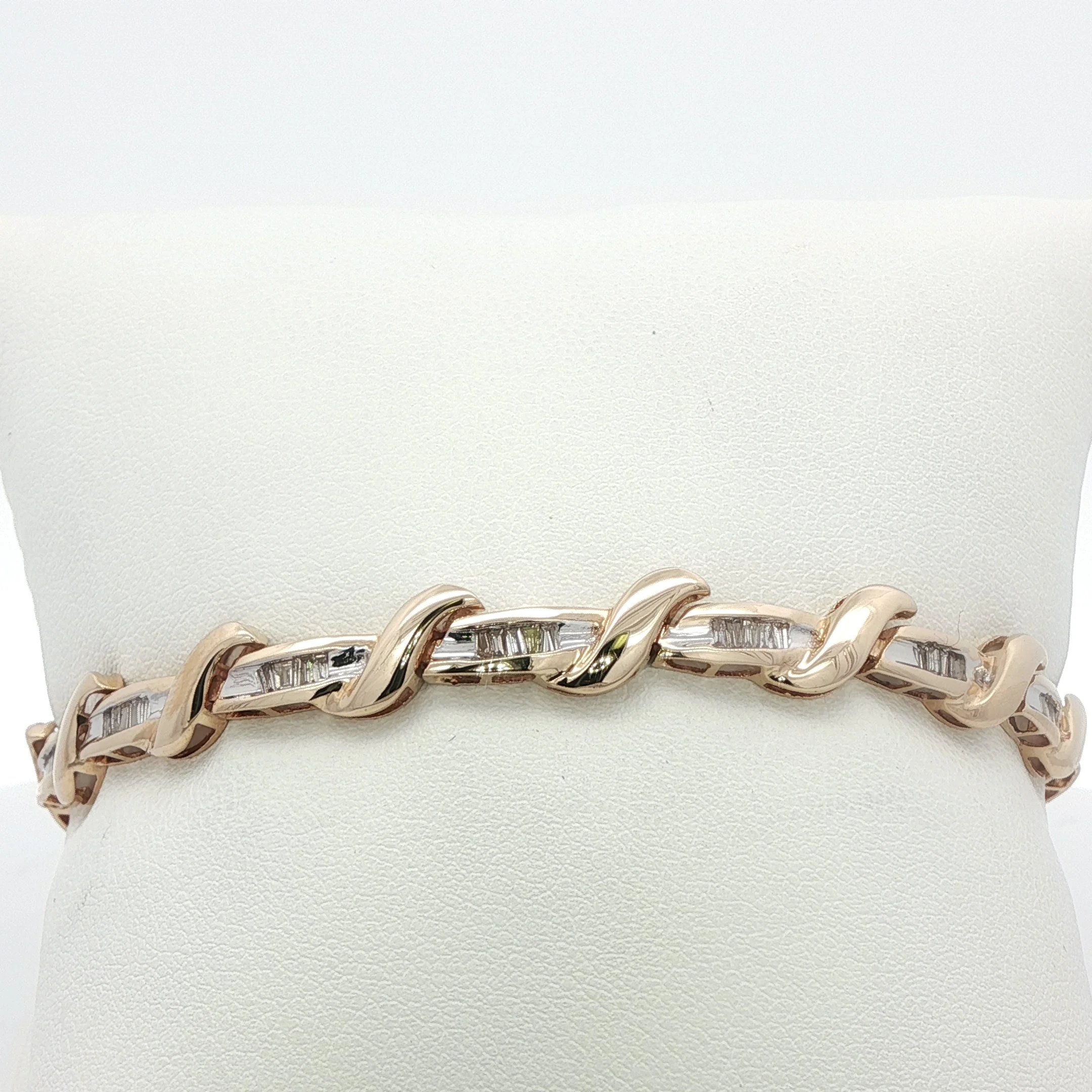 14k Yellow Gold Baguette Diamond Tennis Bracelet