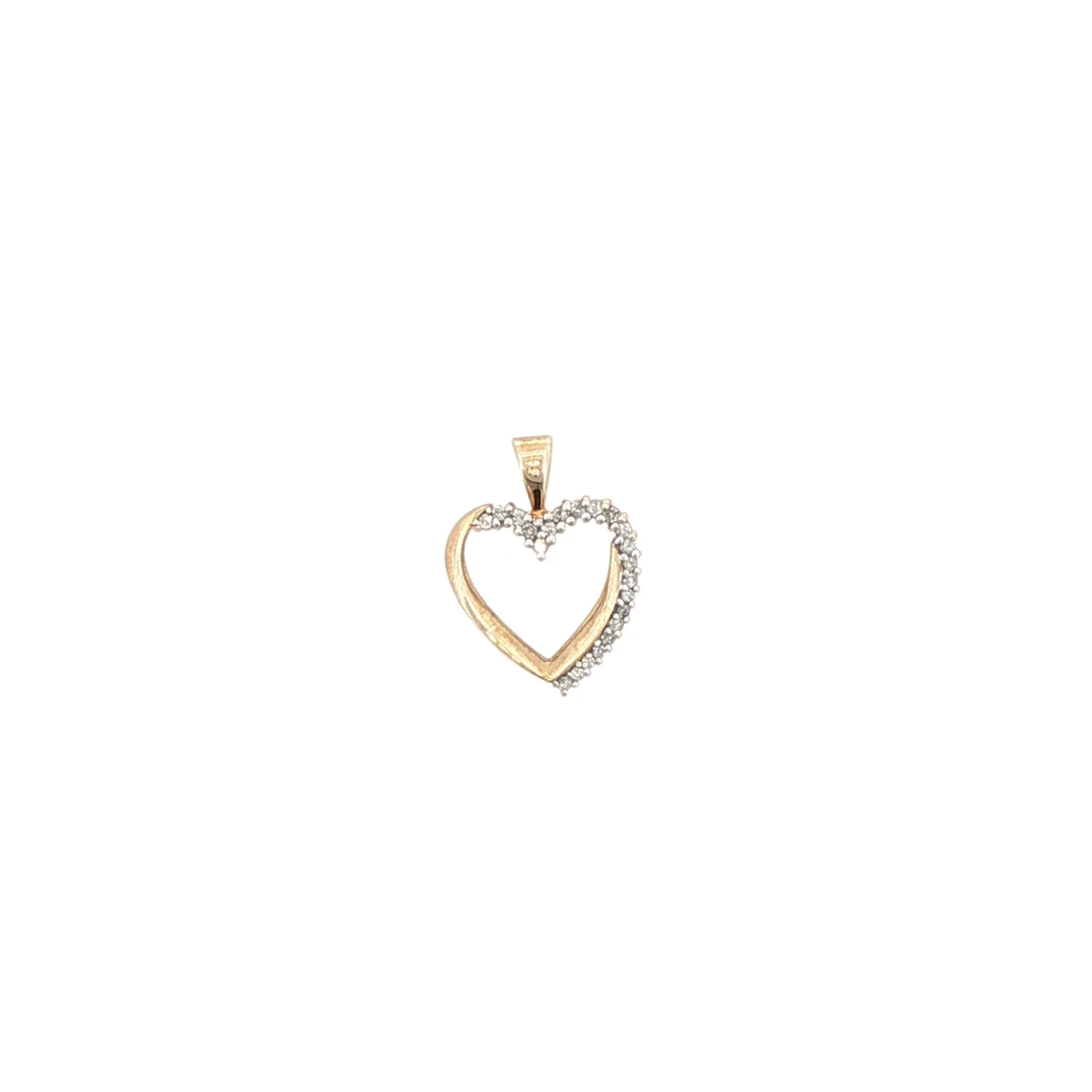 10K Yellow Gold 1/2 Diamond Open Heart Pendant